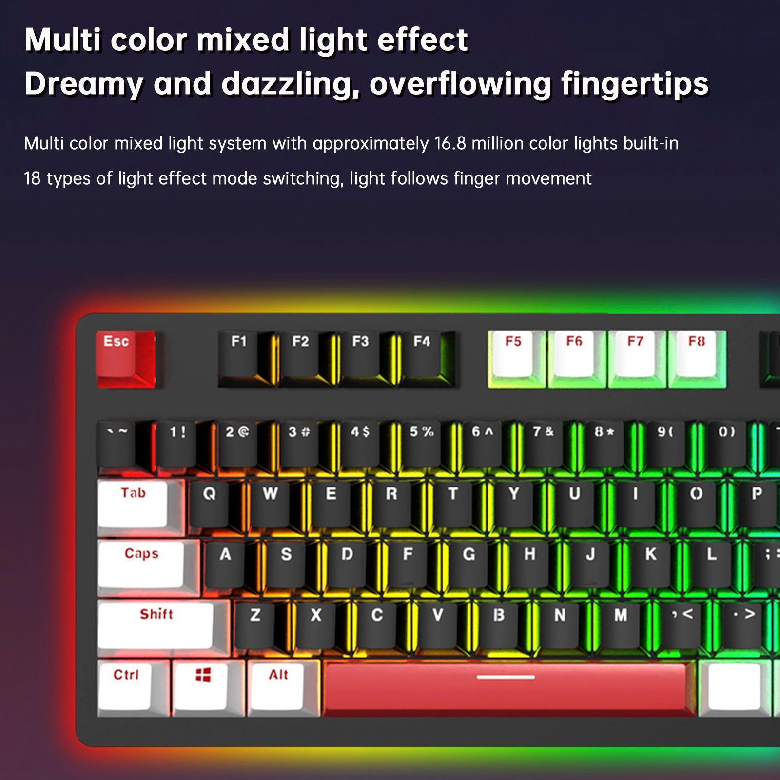 Teclado mecánico para juegos con cable de 104 teclas con interruptores lineales azules y retroiluminación RGB