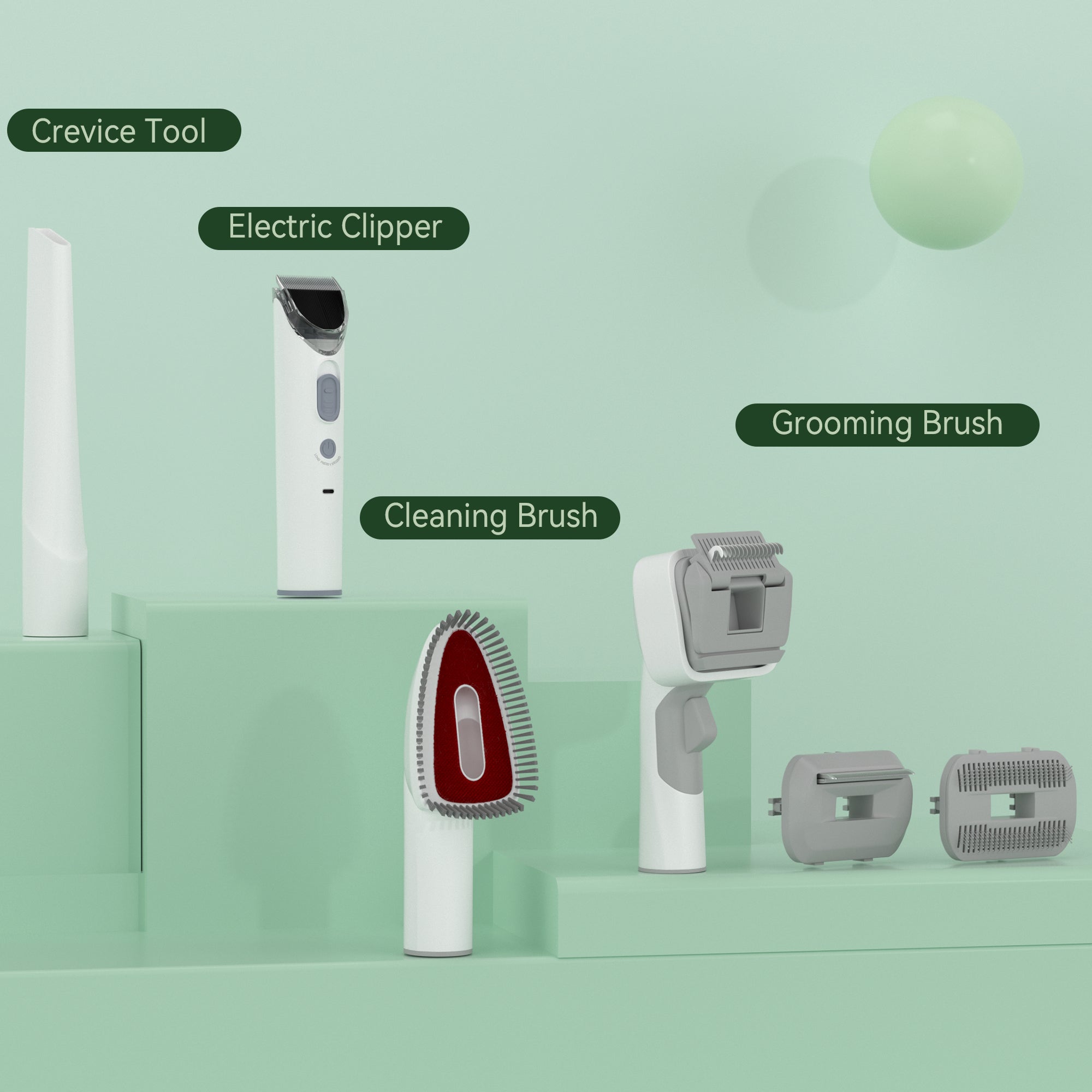 Zestaw do pielęgnacji 5 w 1 ze zintegrowanym odkurzaczem - Maszynka do strzyżenia zapobiegająca kłaczeniu i szczotką z przyssawką dla psów i kotów - Zbiornik 1,5 l