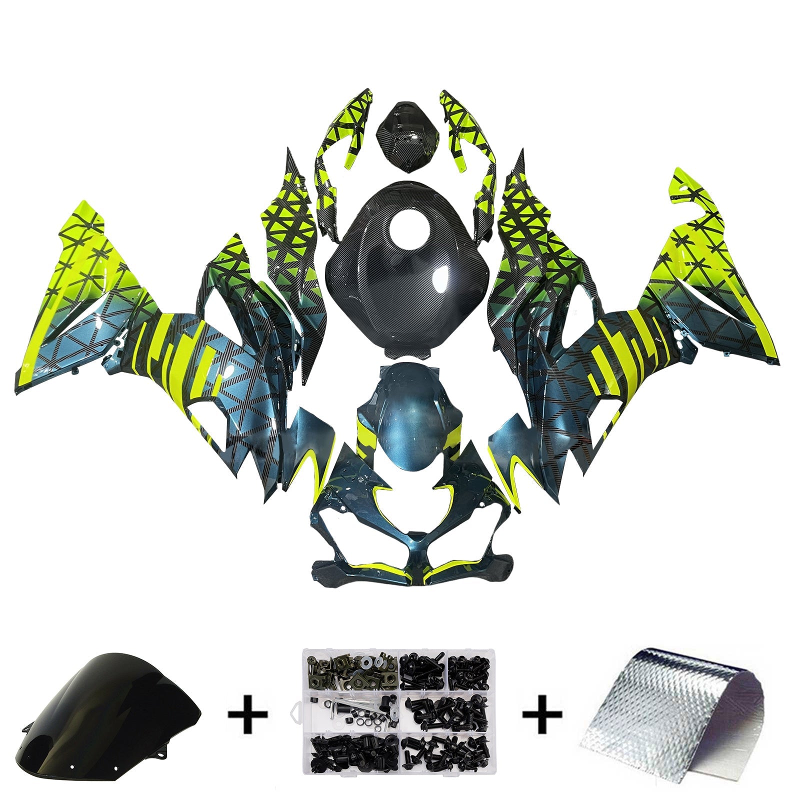 Kit di carenatura a iniezione, corpo in plastica ABS per Kawasaki ZX6R 2019-2023