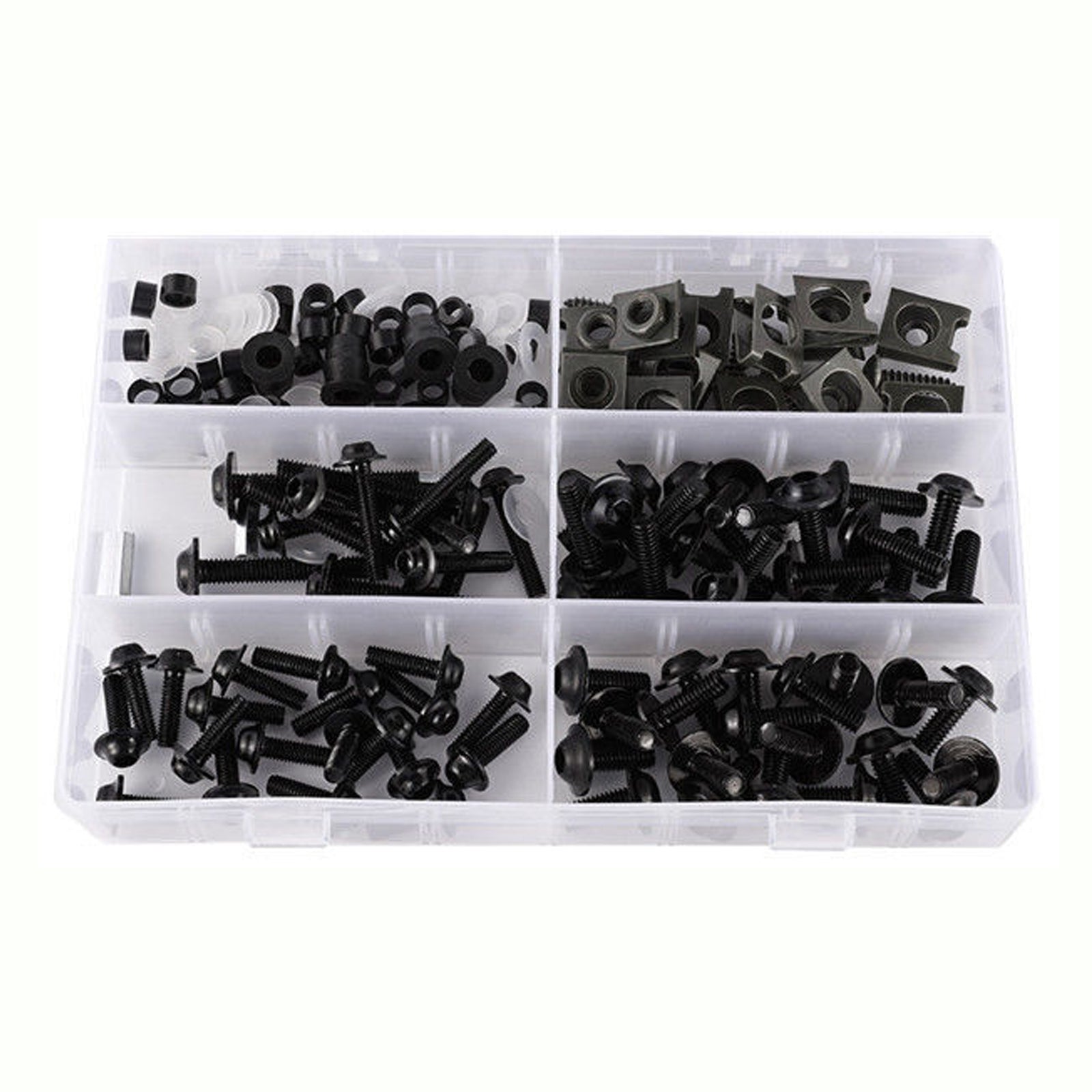 177x M5 M6 Sujeciones Clips Tornillos Pernos de carenado de motocicleta para Yamaha Honda Negro
