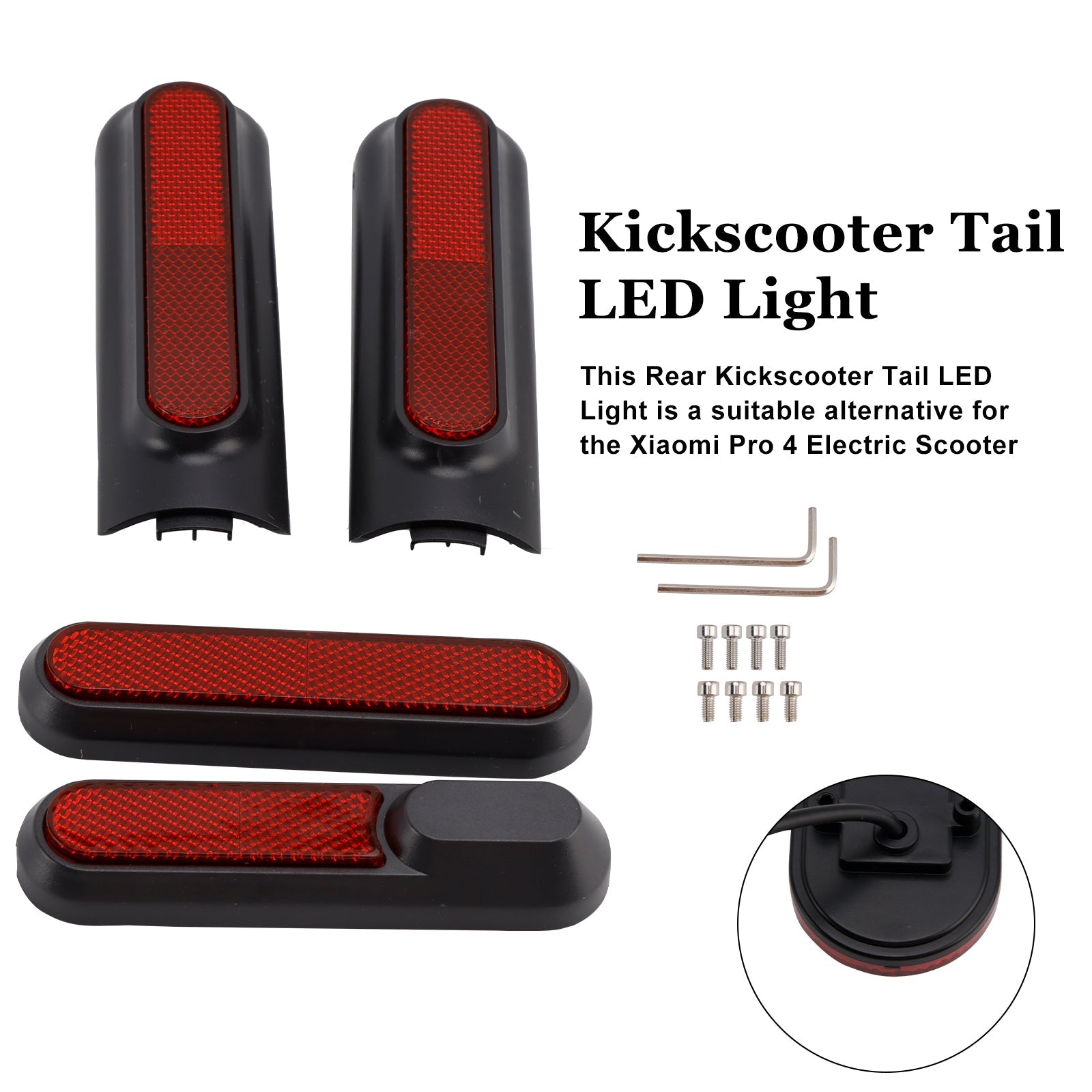 Zestaw 4 bocznych osłon dla skutera Xiaomi 4 (1. generacji) z tylnym odbłyśnikiem