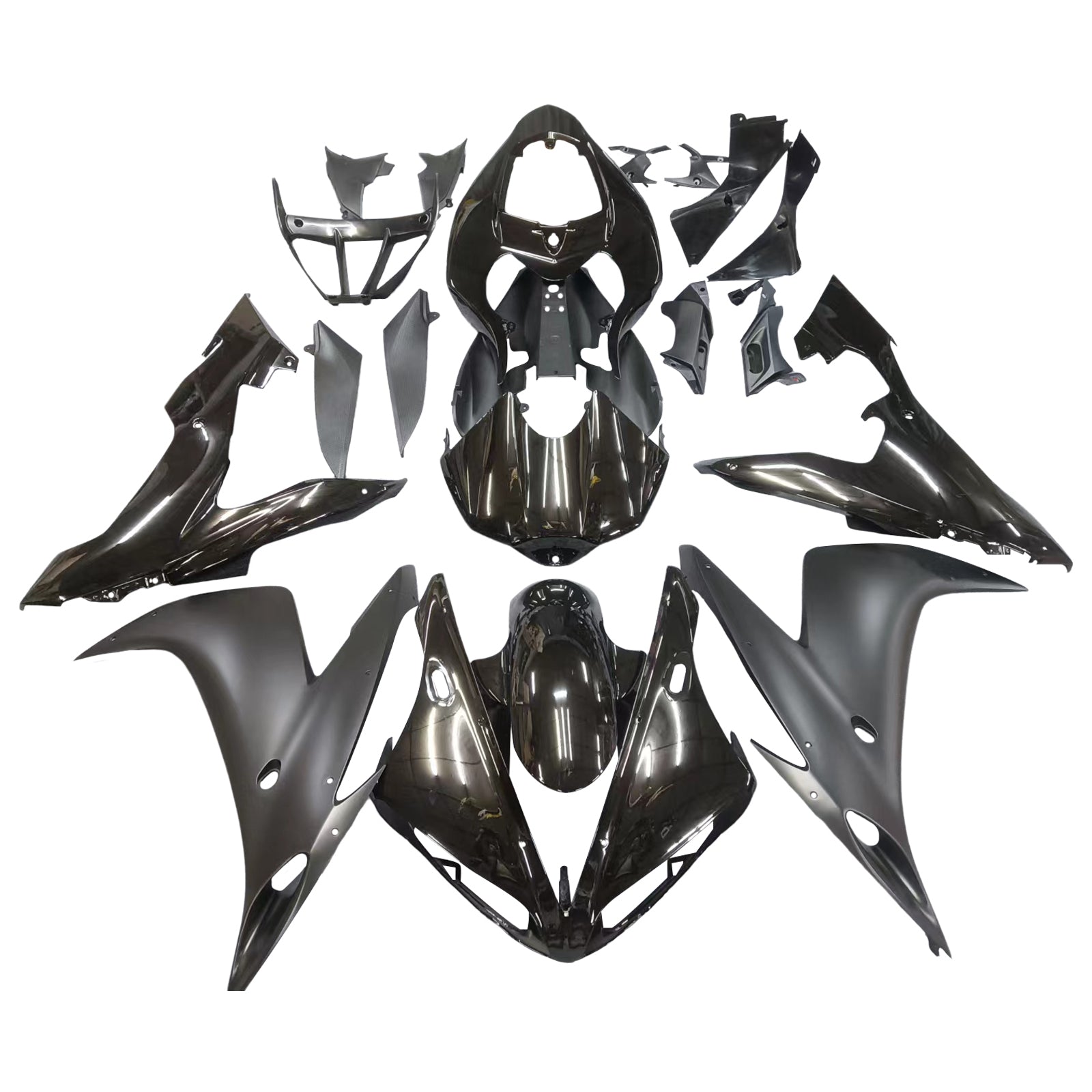 Kit de carénage en plastique ABS moulé par injection noir brillant et noir mat pour Yamaha YZF R1 2004-2006
