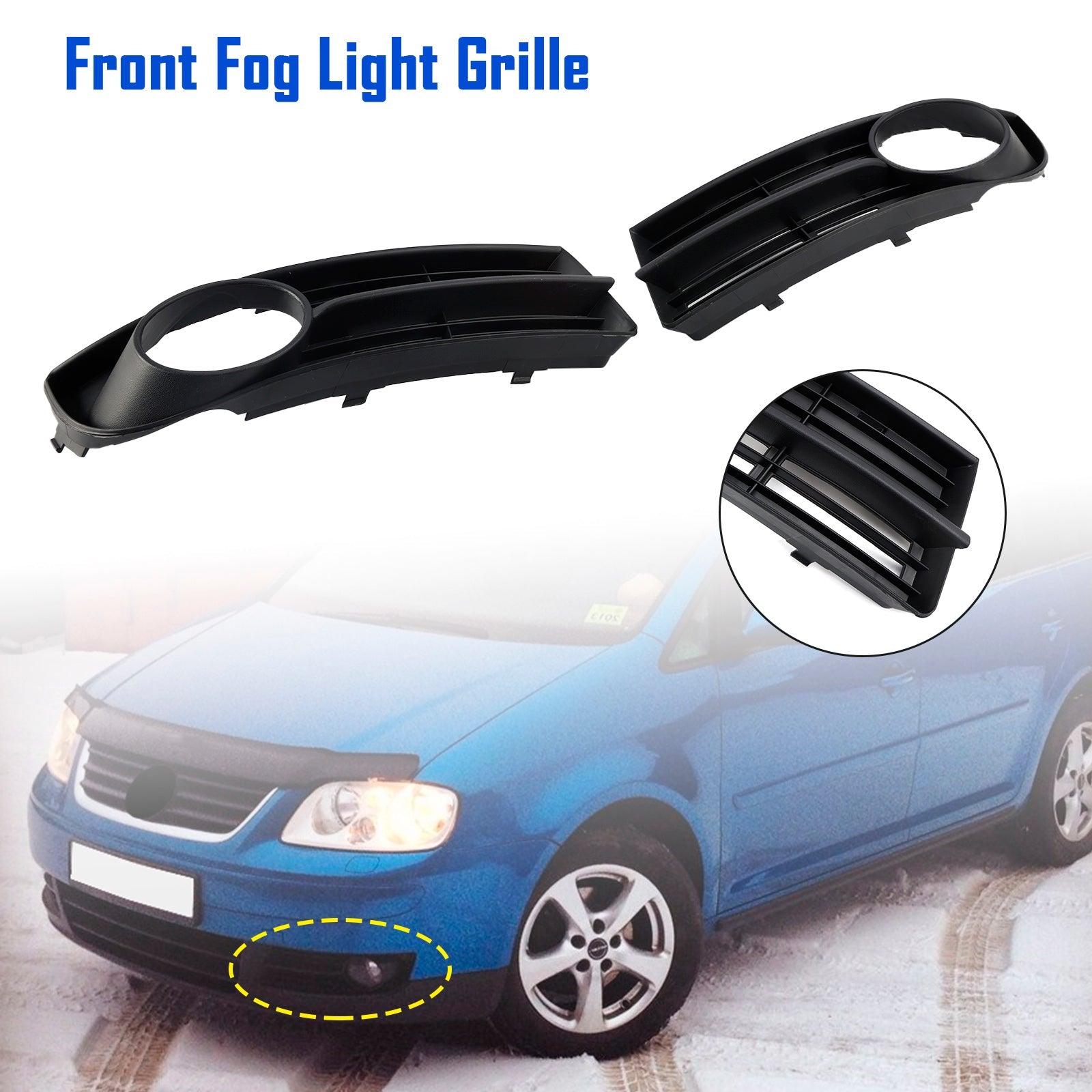 Grille de phare antibrouillard pour pare-chocs avant pour VW Caddy Life 2004-2010 et Touran 2003-2006