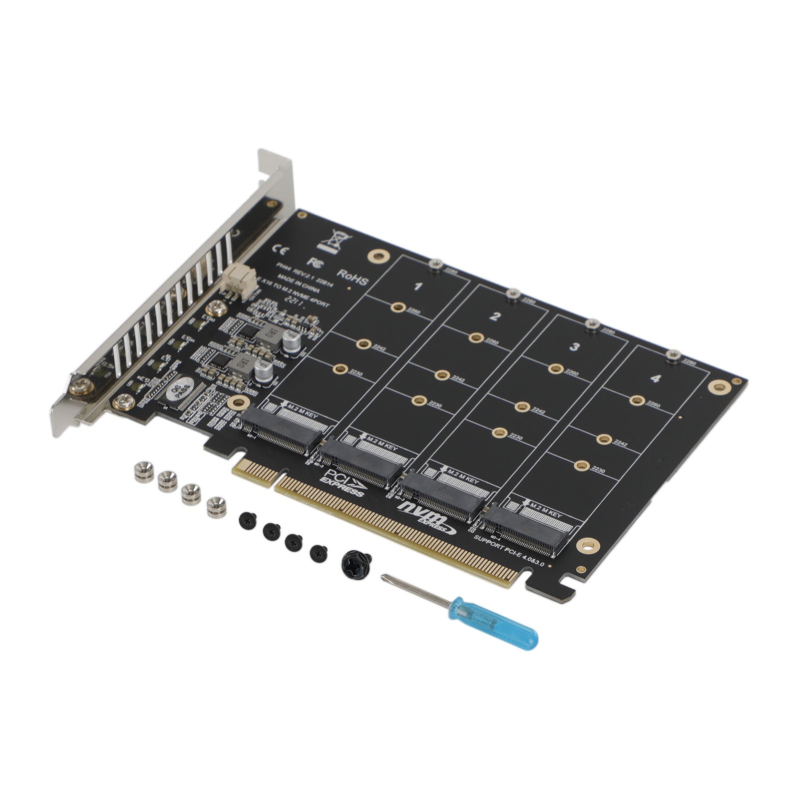 Carte array 4 schijven nvme pH44 PCI-E x16 met m.2 SSD-ondersteuningssignaalverdeling