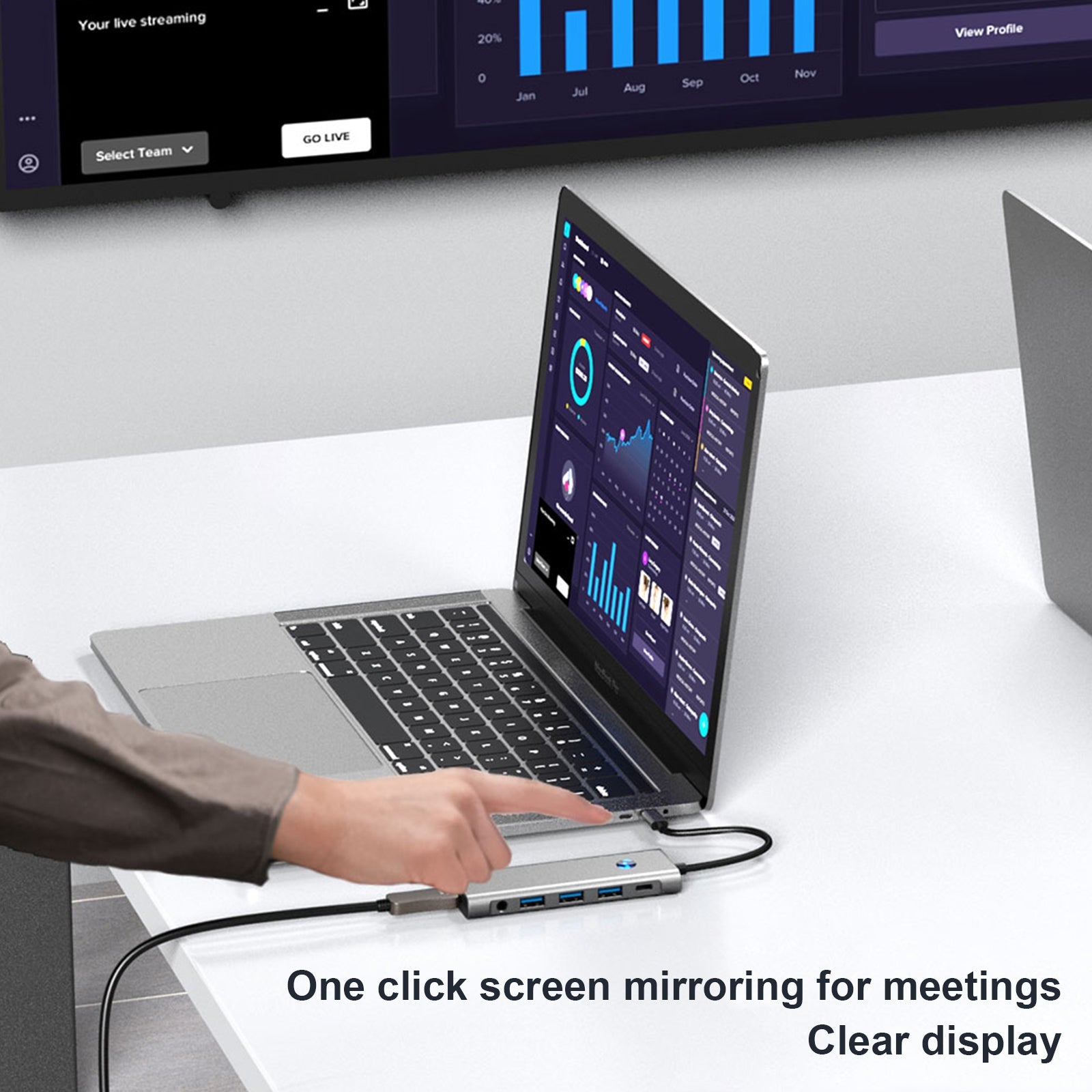 9 in 1 TYPE-C + USB3.0 USB2.0 HDMI SD/TF Audio Data Interface Hub-adapter PD100W