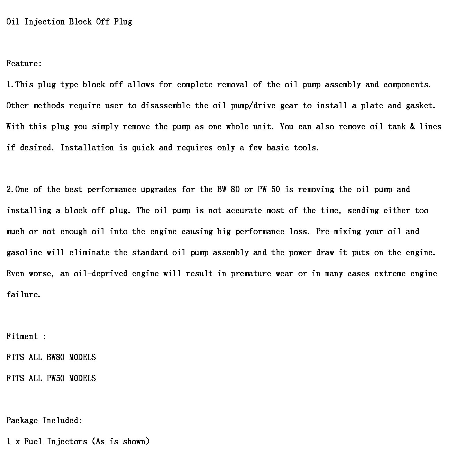 Pour YAMAHA BIG WHEEL BW80 PW50 ALL Bouchon de quincaillerie pour bloc d'injection d'huile