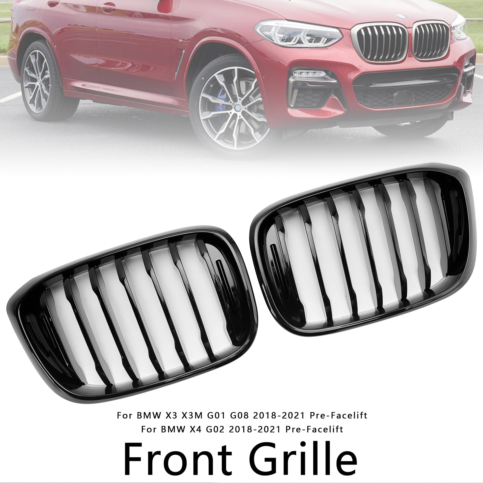 Grille de calandre avant noire brillante pour BMW X4 G02 X3 G01 G08 2018-2021 51138469959