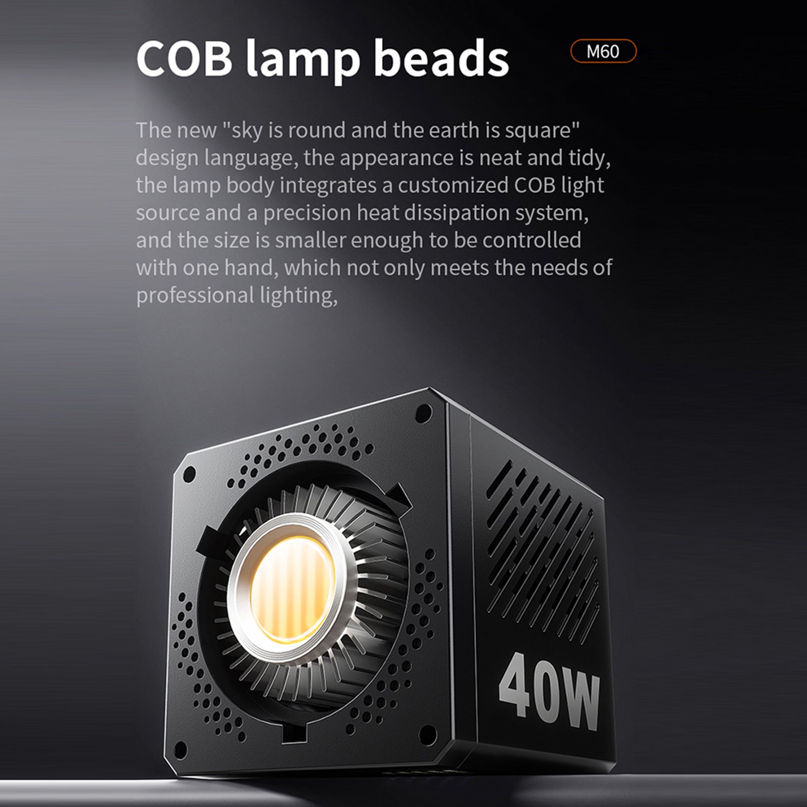 40W krachtige COB-fotografielamp M60 LED-buitenlamp op zonne-energie