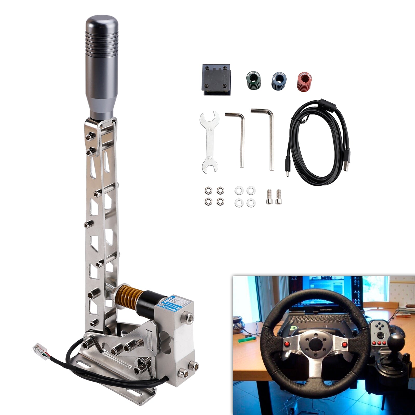 Jeu de course avec frein à main USB 64 bits, cellule de charge 200 kg, pour Logitech G29/G27/G25