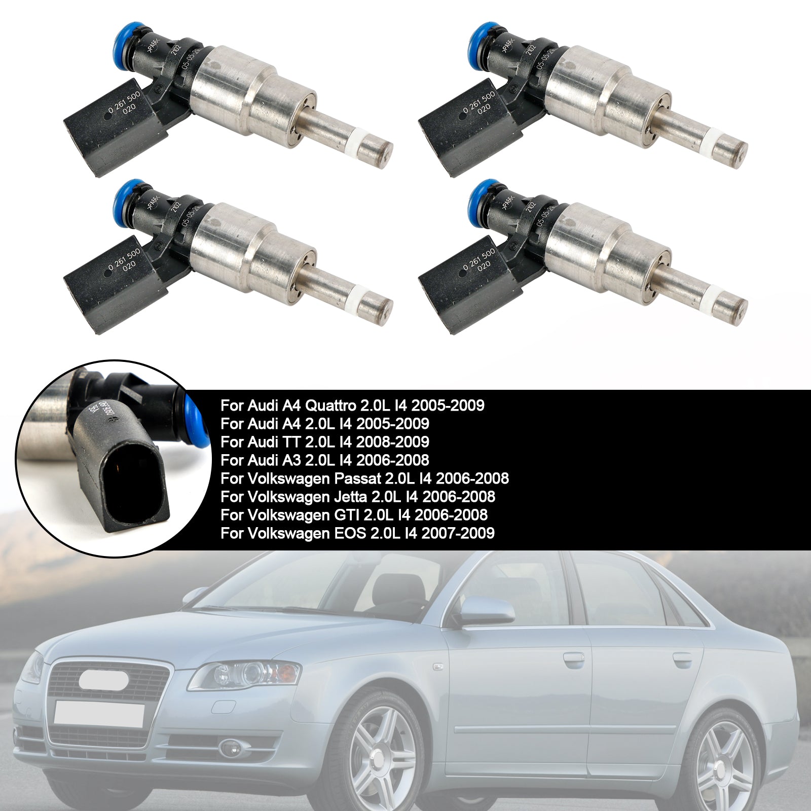 4 szt. Wtryskiwacz paliwa 06F906036A dla Audi A3 A4 A6 dla VW Golf Passat 2.0 Tfsi