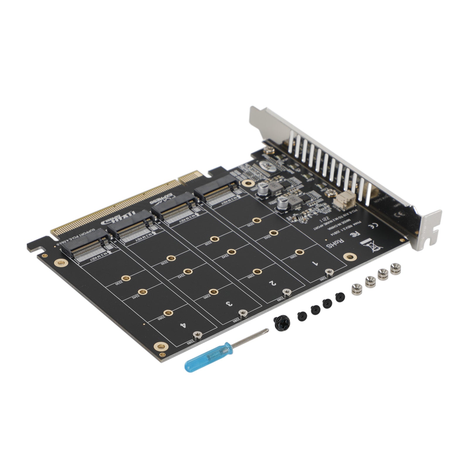 Carte Array 4 Disques NVME PH44 PCI-E X16 avec Répartition de Signal Support M.2 SSD