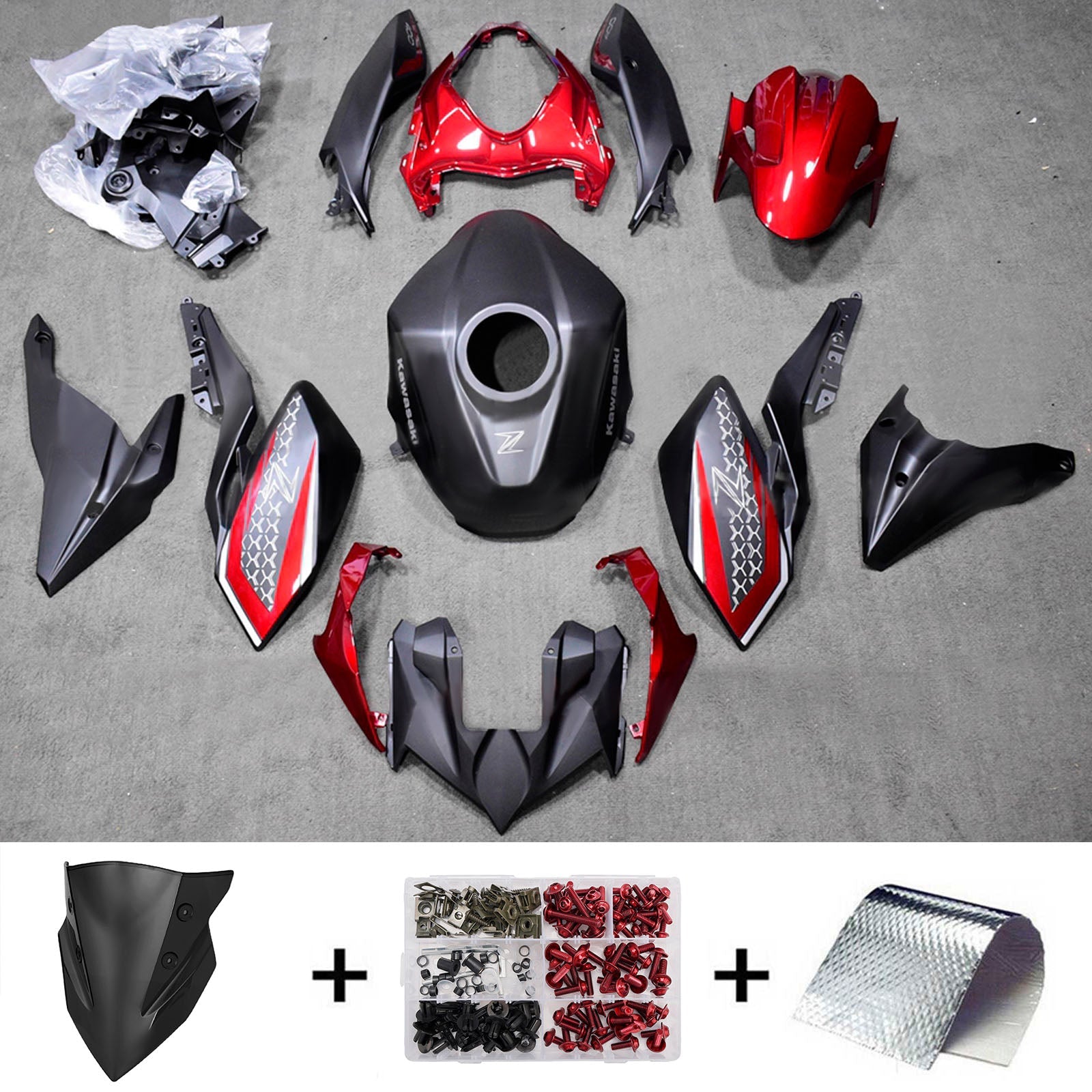 Kit de carénage injecté en plastique ABS compatible avec Kawasaki Z400 2018-2024