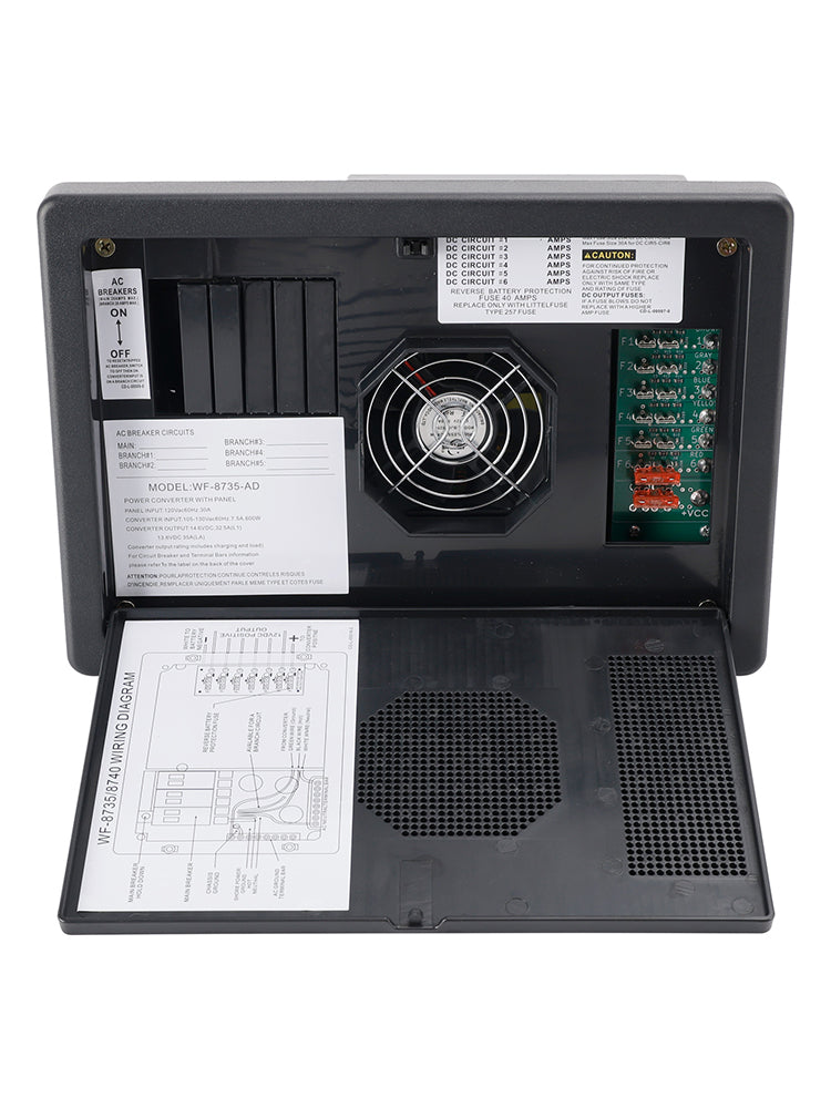 WF-8735-AD RV-omvormer/lader, 30 A, compatibel met laadstations'automatische stroomvoorziening en detectie van campers.