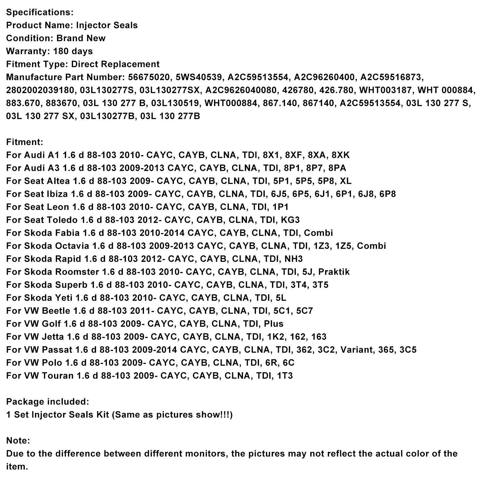 Spoj'hidroizolacija&Vbrizgalnik goriva 03L130277B za VW Caddy 1.6TDI A2C59513554