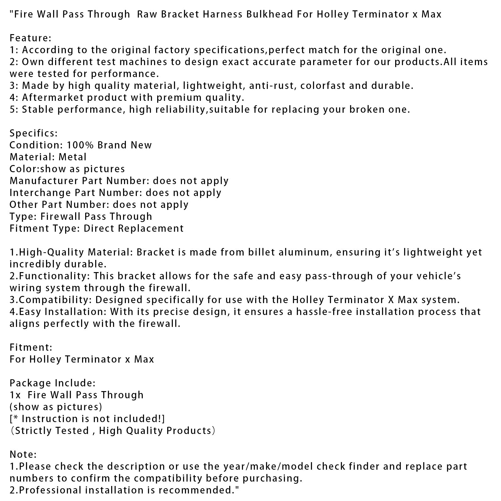 Cablaggio di supporto grezzo per Holley Terminator x Max