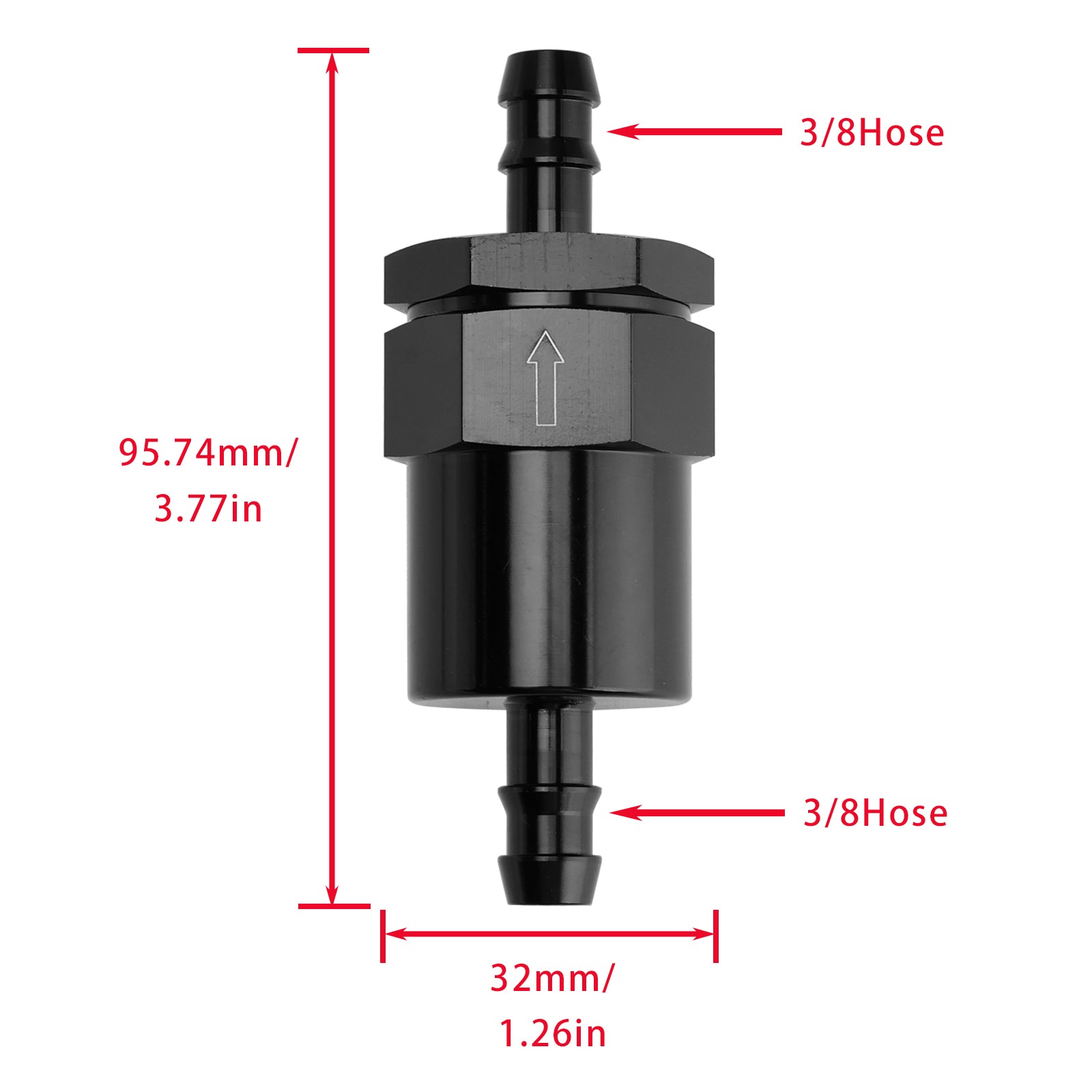 Črn adapter za filter za elektronski vbrizgalnik goriva v linijskem sistemu, 3/8"s 30-mikronskim filtrirnim elementom
