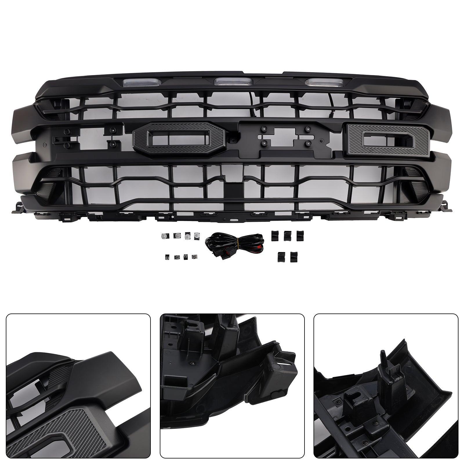 Grille de pare-chocs avant noire compatible avec Ford F150 RAPTOR 2024+ uniquement