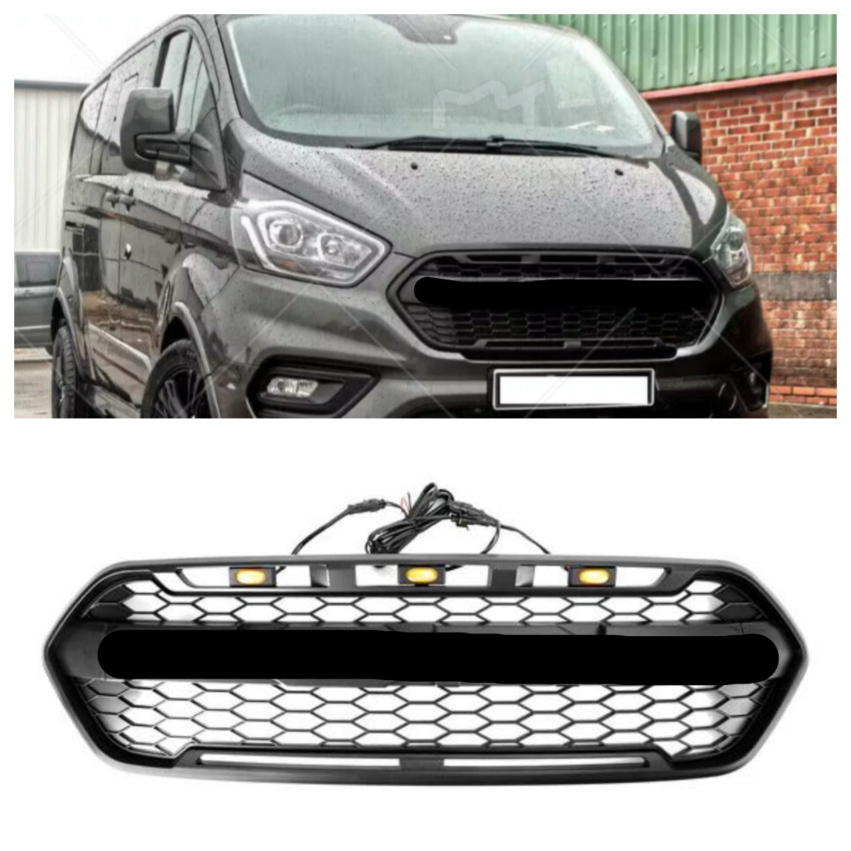 2018-2023 Ford Transit Custom Trail avec 3LED noir mat calandre de pare-chocs avant style Raptor