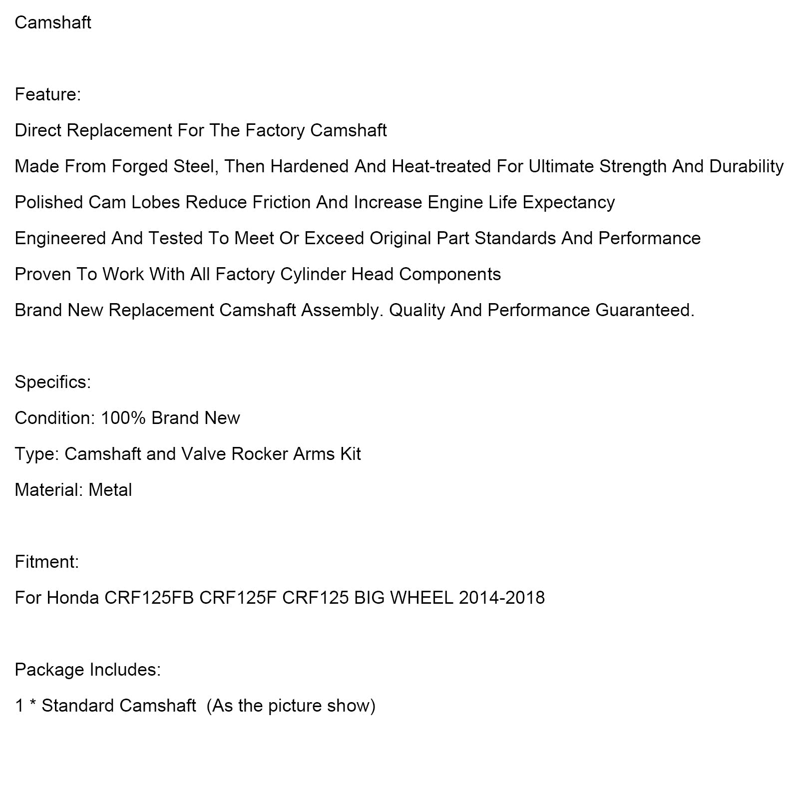 Wahacz wałka rozrządu BIG WHEEL dla Honda CRF125FB CRF125F CRF125 2014-2018