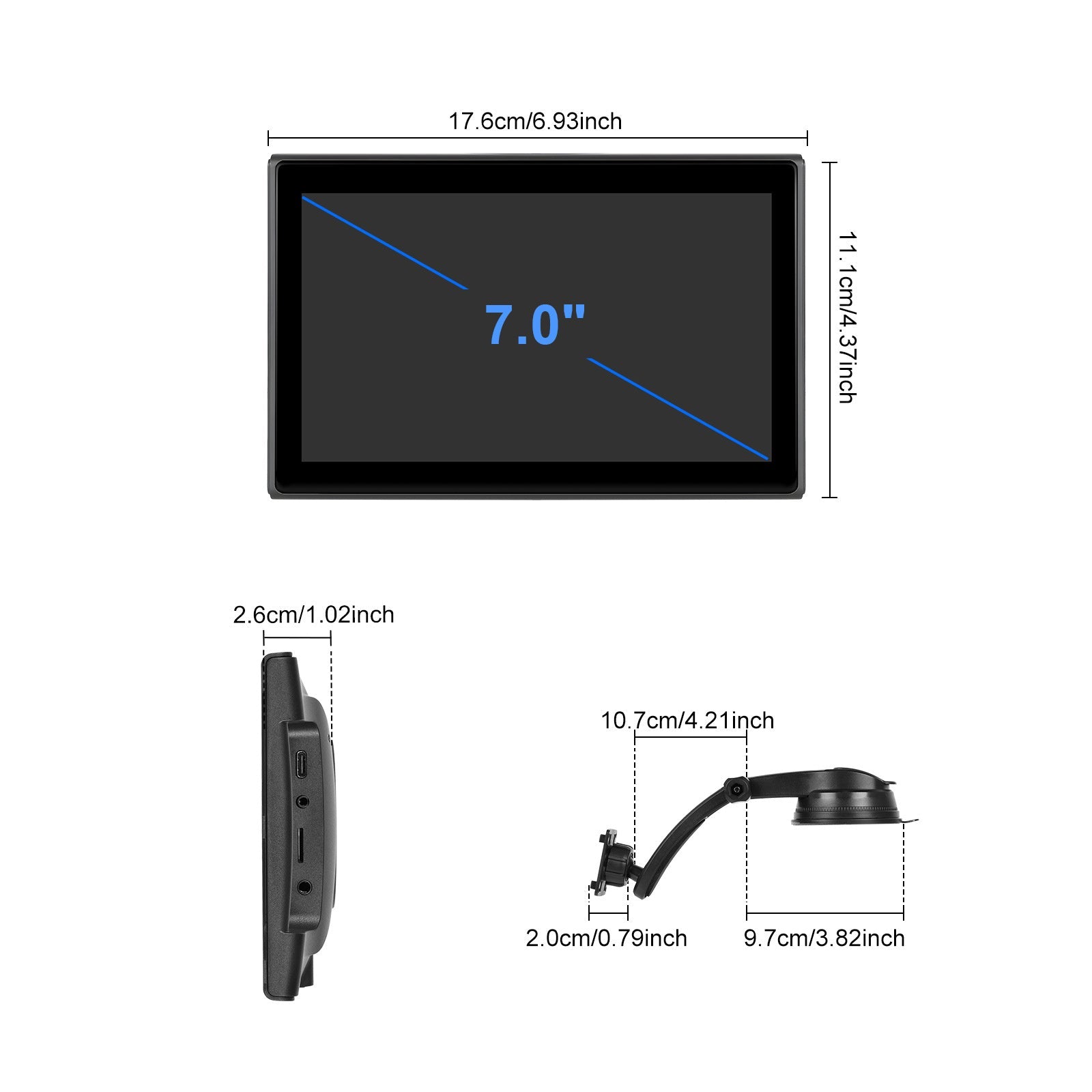 Touchscreen completo da 7 pollici Apple CarPlay Display con commutazione automatica Android Fotocamera AHD