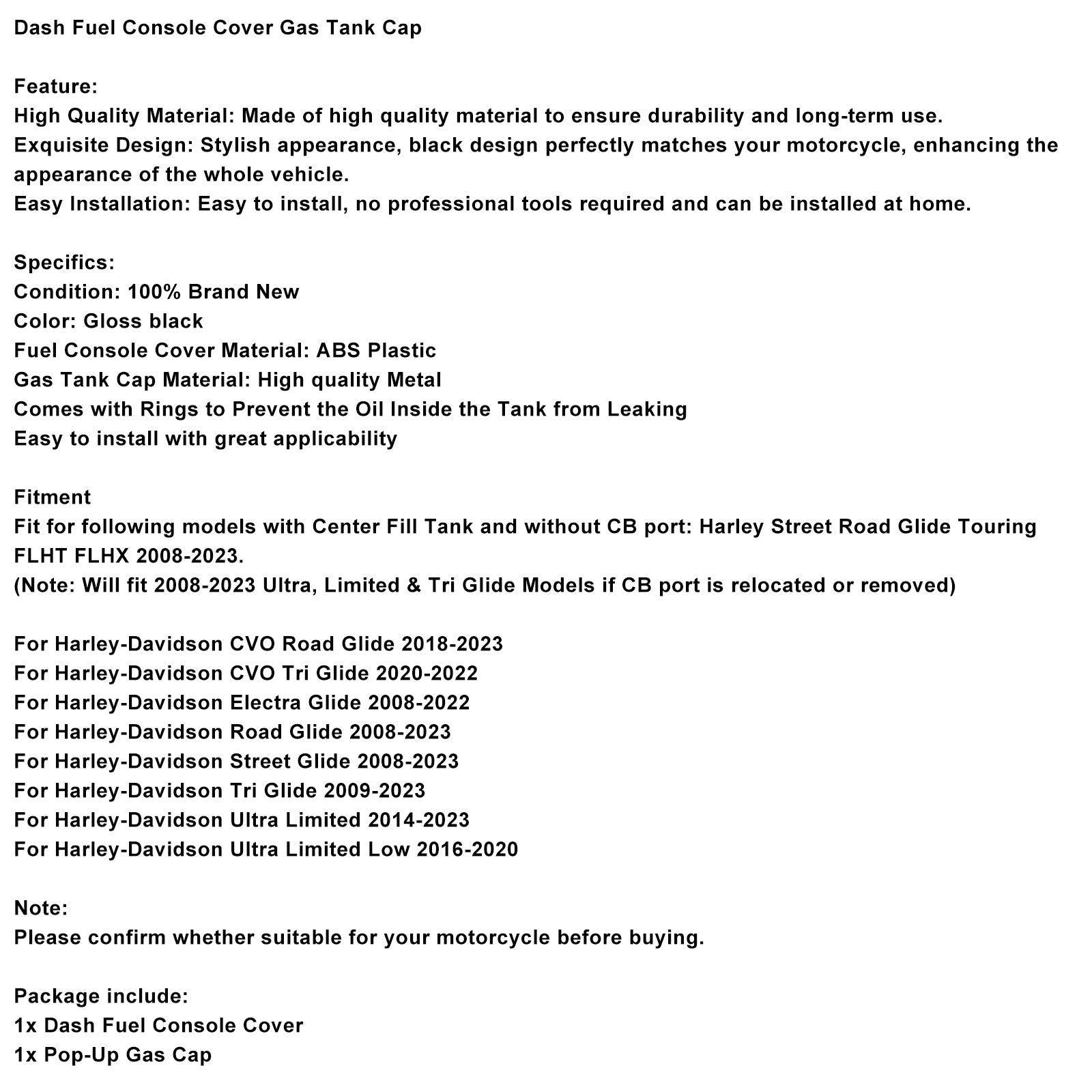 Copertura del serbatoio del carburante'Tappo del serbatoio del carburante per Touring Electra Road Glide 2008-2023