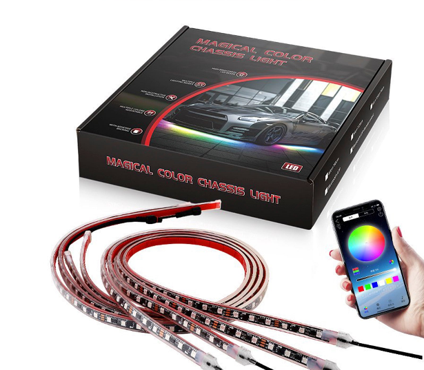 Juego de 4 luces LED para chasis, con controlador'Aplicación Luz Ambiental Fantasía (60 cm x 2 + 180 cm x 2)