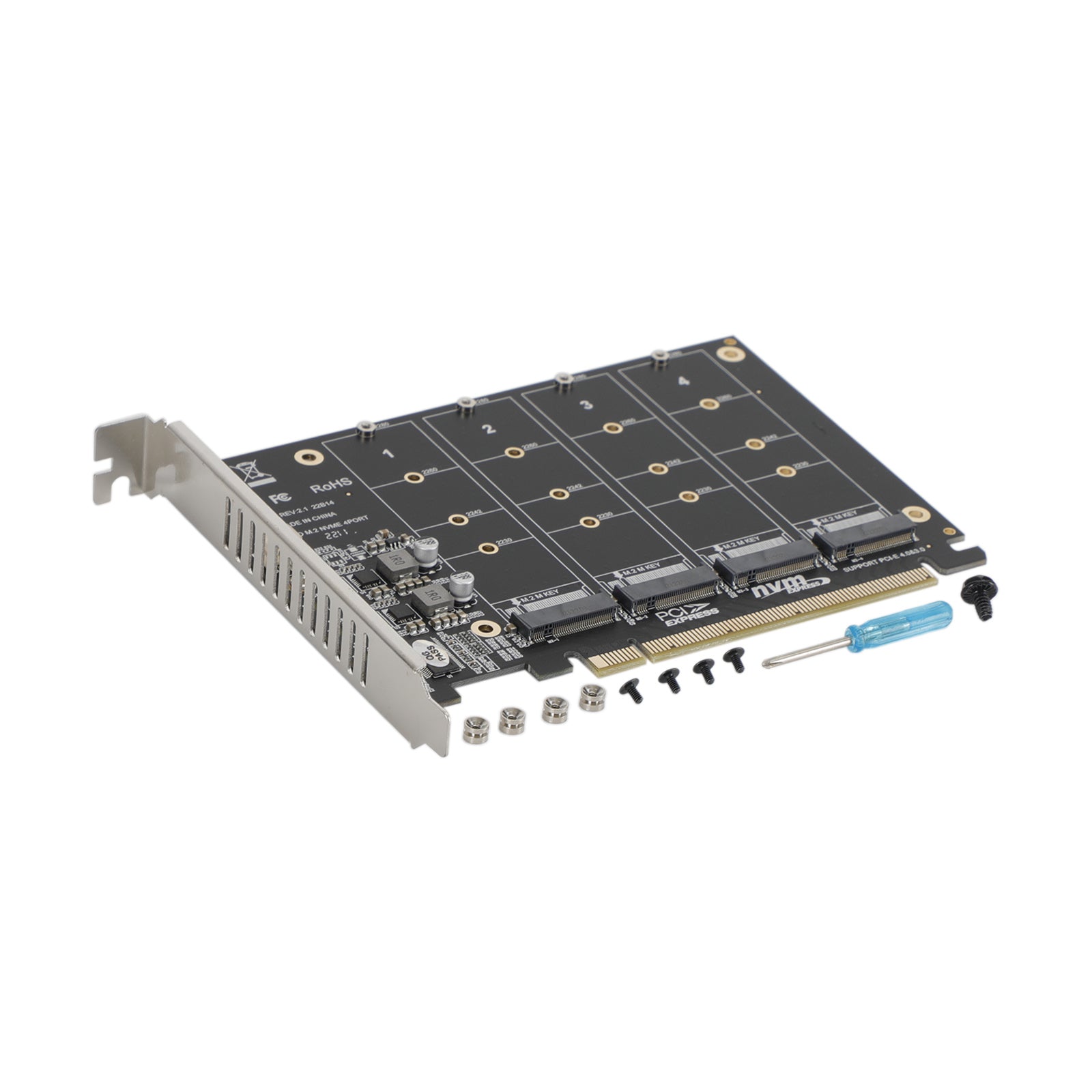 Carte Array 4 Disques NVME PH44 PCI-E X16 avec Répartition de Signal Support M.2 SSD
