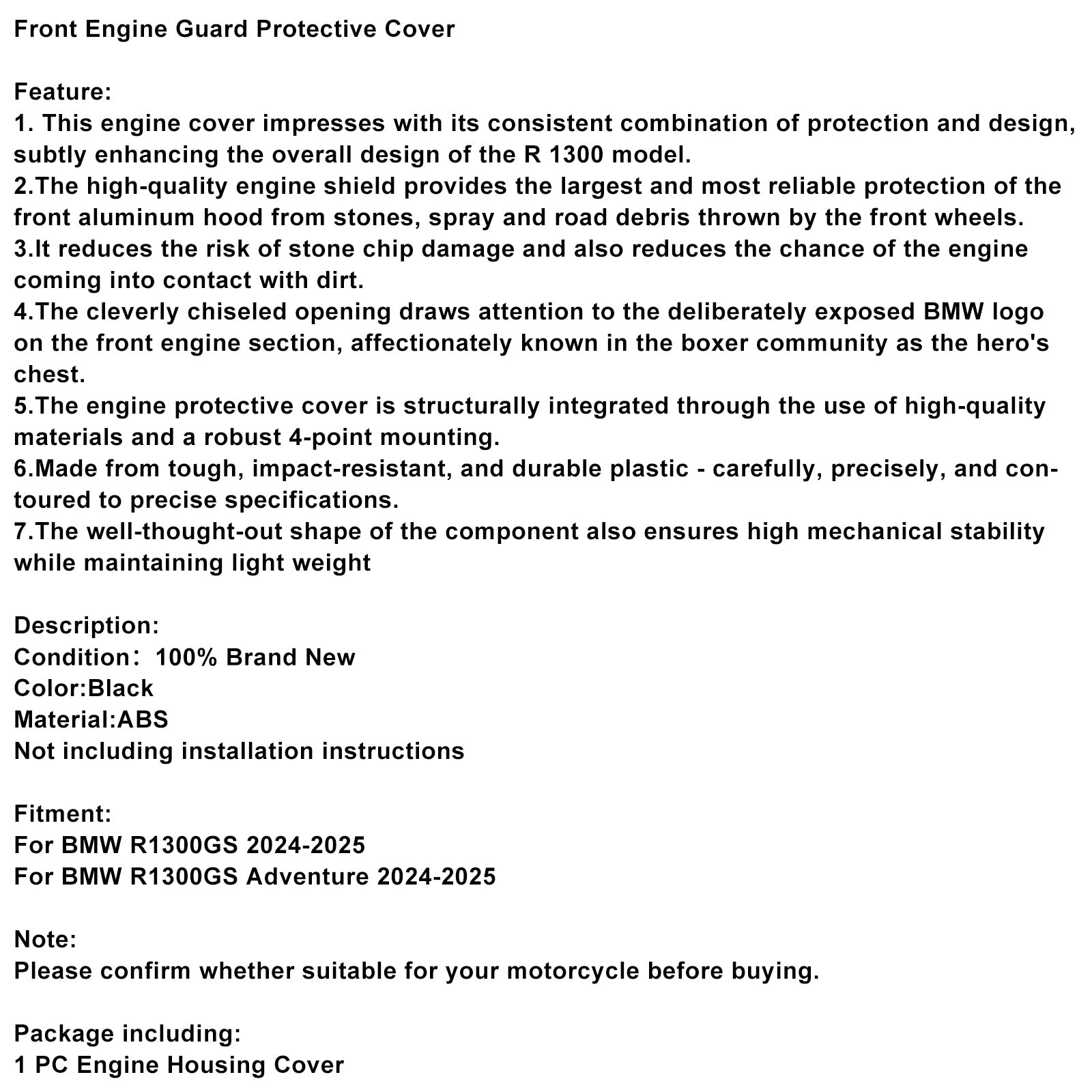 Protezione del motore anteriore per BMW R1300GS 2024-2025