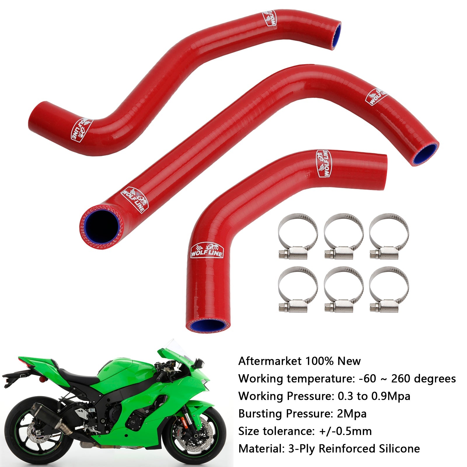 Durite de refroidissement en silicone pour radiateur Kawasaki ZX10R ZX-10RR (2021-2025)