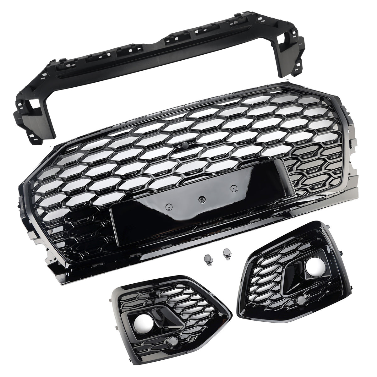 Front Bumper Grille Honeycomb Grill & Fog Light Cover Pour Audi Q5 2021-2025