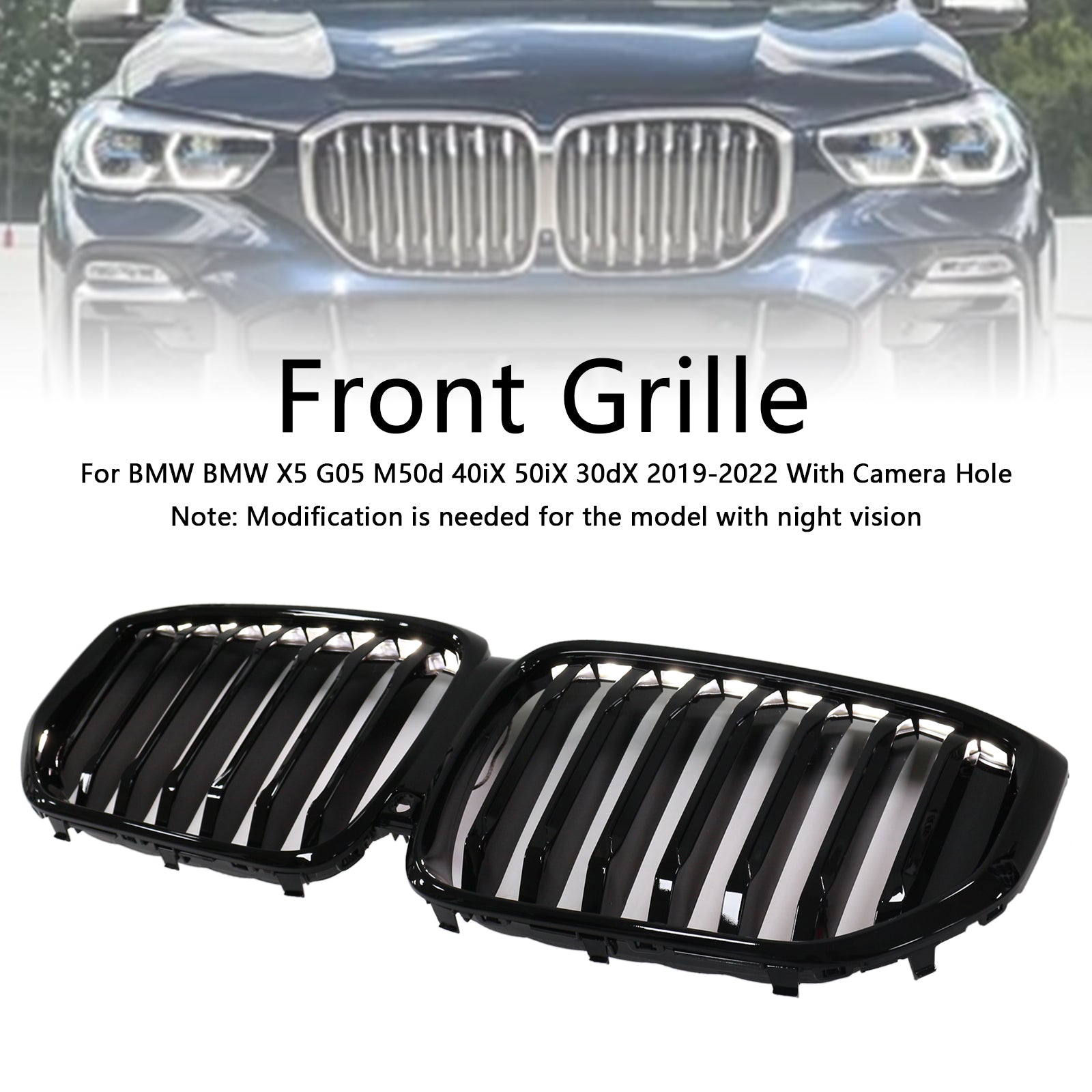 Calandre avant noire brillante BMW X5 G05 M-Performance 2019-2022 51137454887
