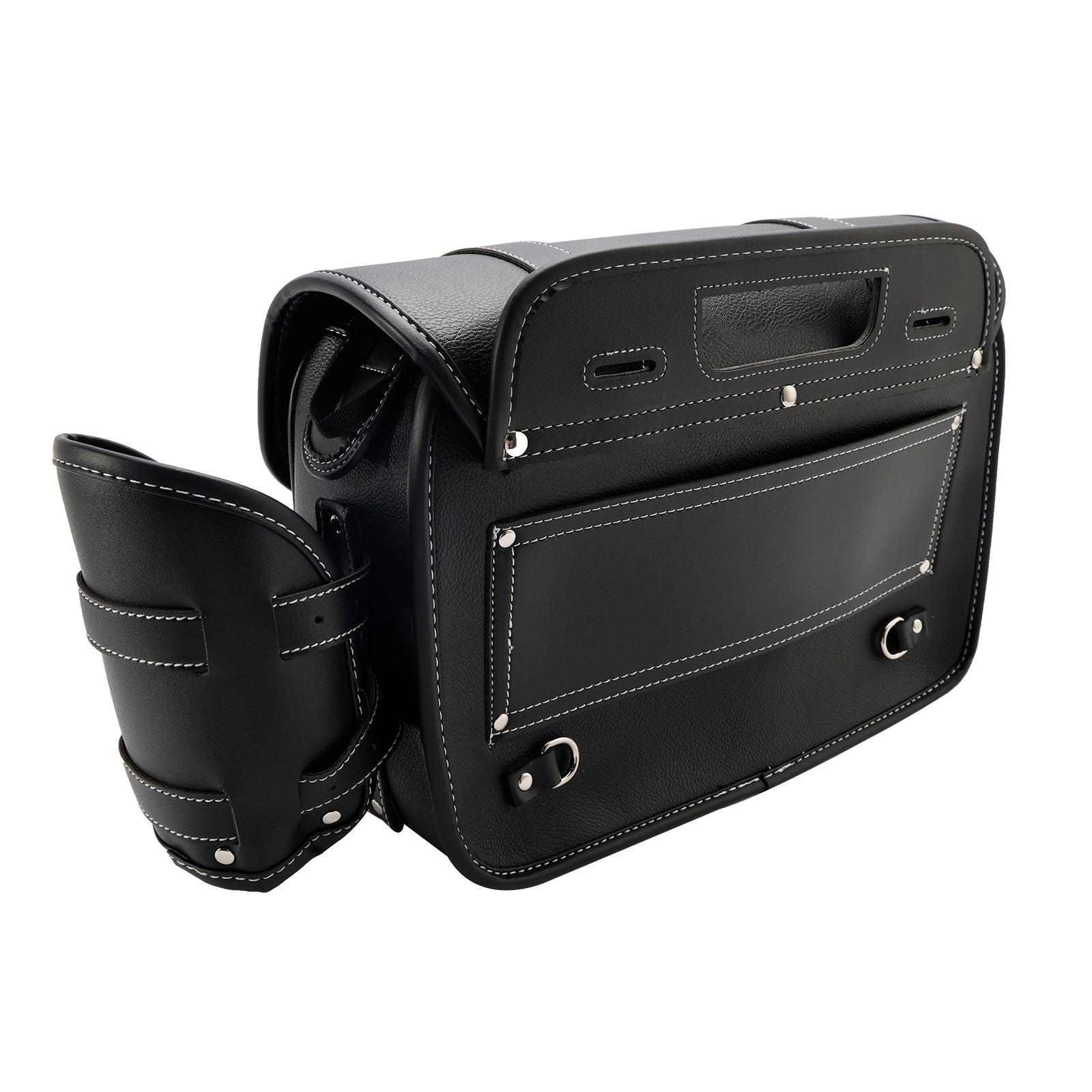 Zadnja vrečka poliuretana za stransko torbo z motornimi kolesi, torbica za shranjevanje prtljage, črna