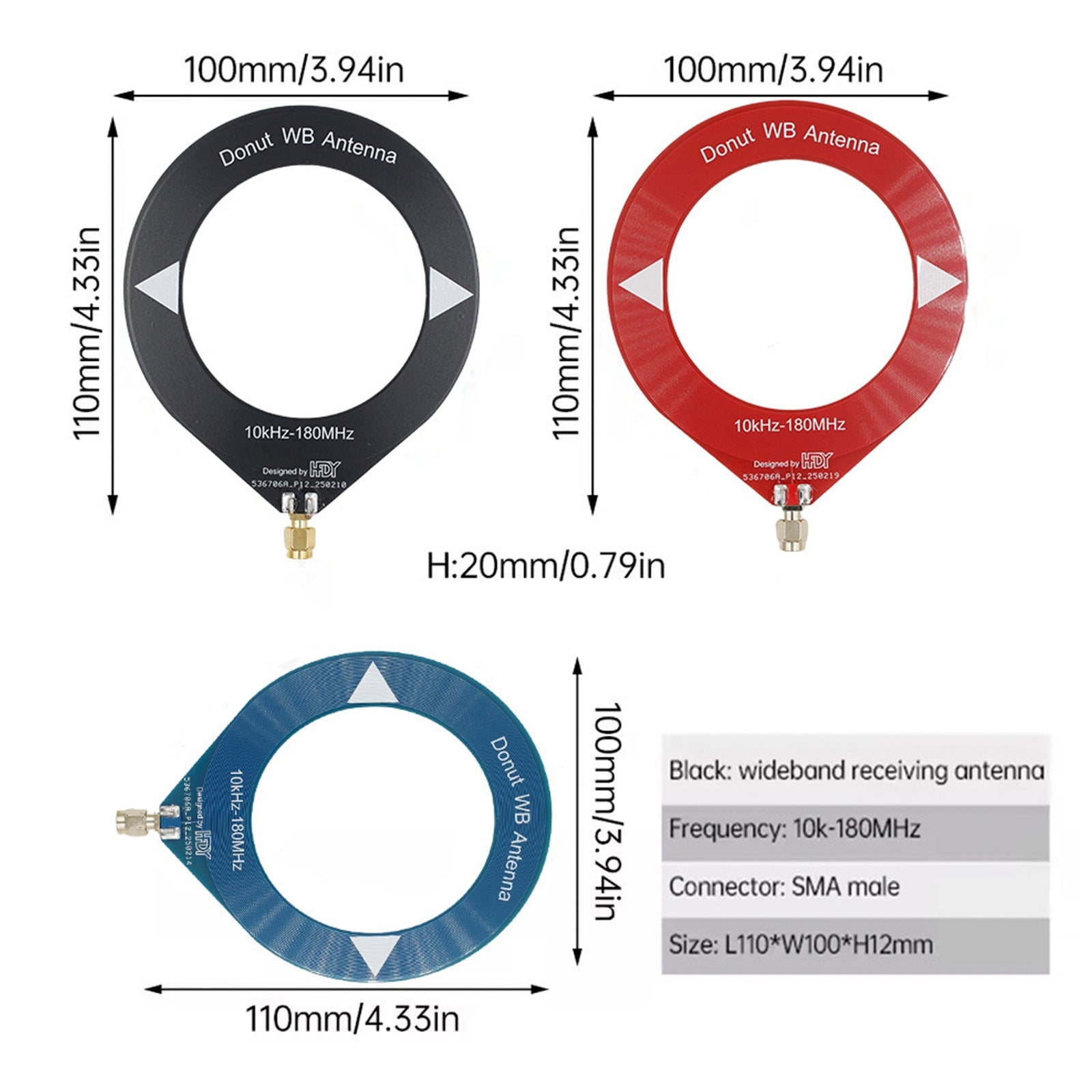 Antenna ad anello a ciambella con copertura a banda completa da 10 kHz-180 MHz per SDR a onde corte/medie