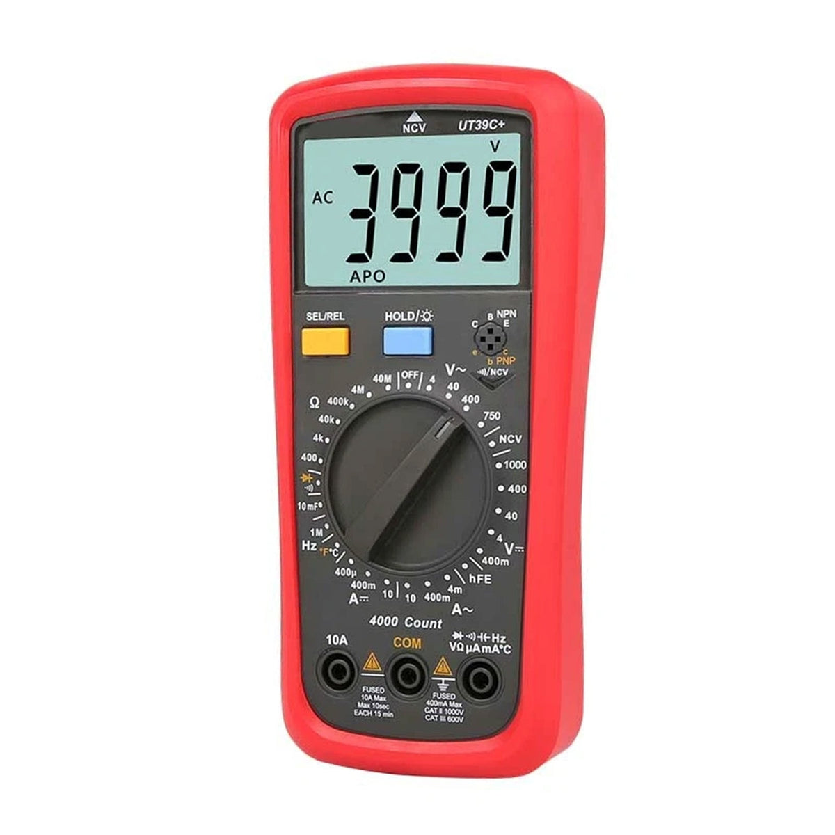 UT39C+ digitale multimeter: AC/DC voltmeter, diode- en condensatortester.
