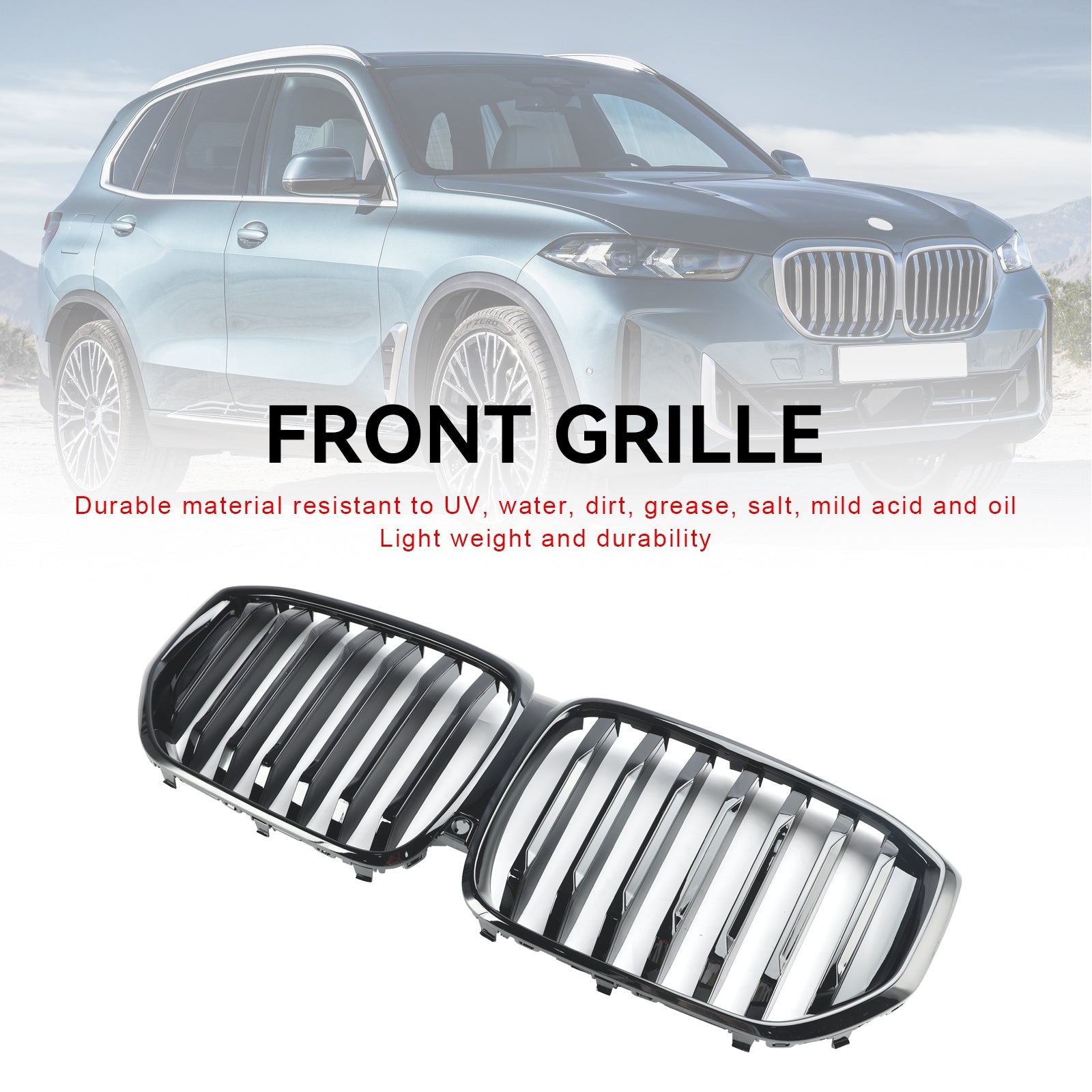 2024+ BMW G05 LCI X5 Czarna błyszcząca pojedyncza linia Grill przedniego zderzaka