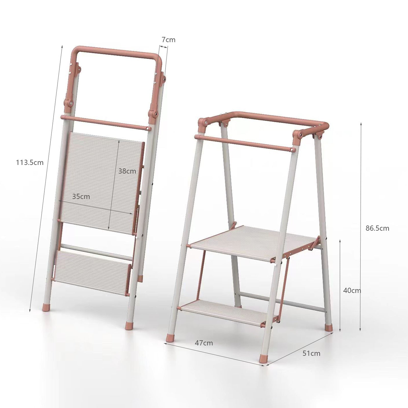 Kokoontaittuva 2-portainen keittiöjakkara aikuisille ja lapsille