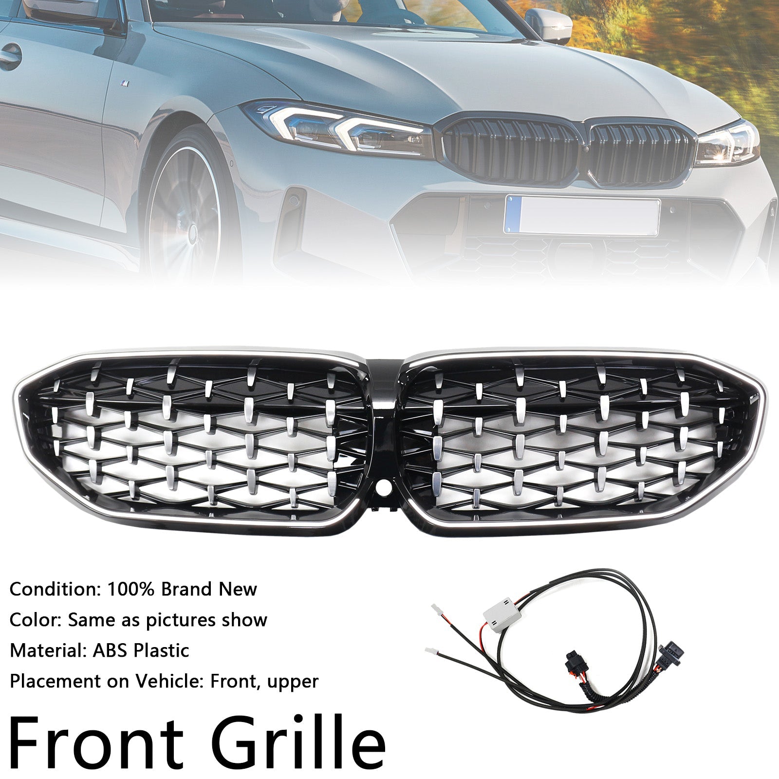 Grille de calandre en forme de diamant pour BMW Série 3 G20 2019-2022 51138072085