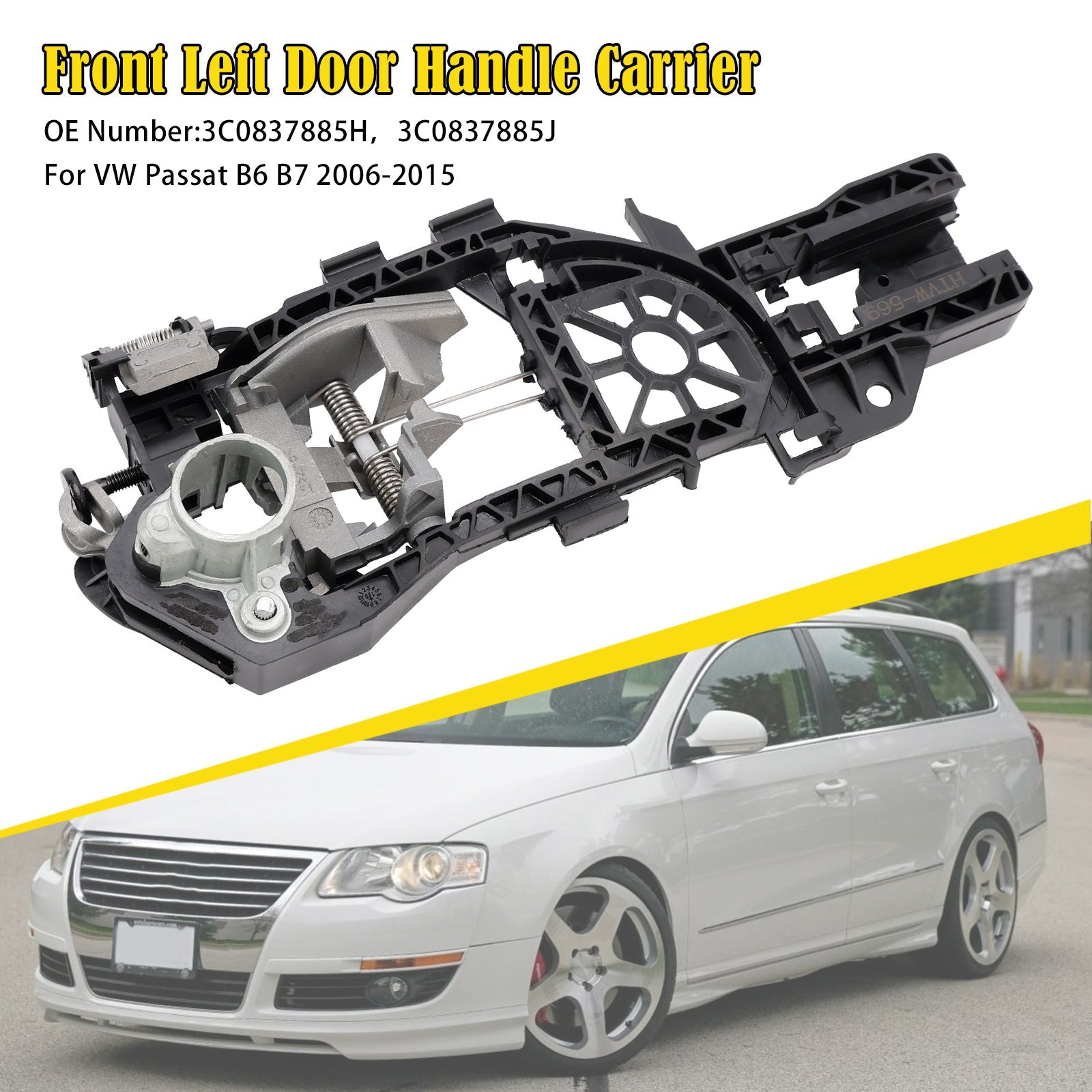 Bevestigingsbeugel voor de linker voordeurhendel van een VW Passat B6 B7 (2006-2015) - Onderdeelnummer : 3C0837885H