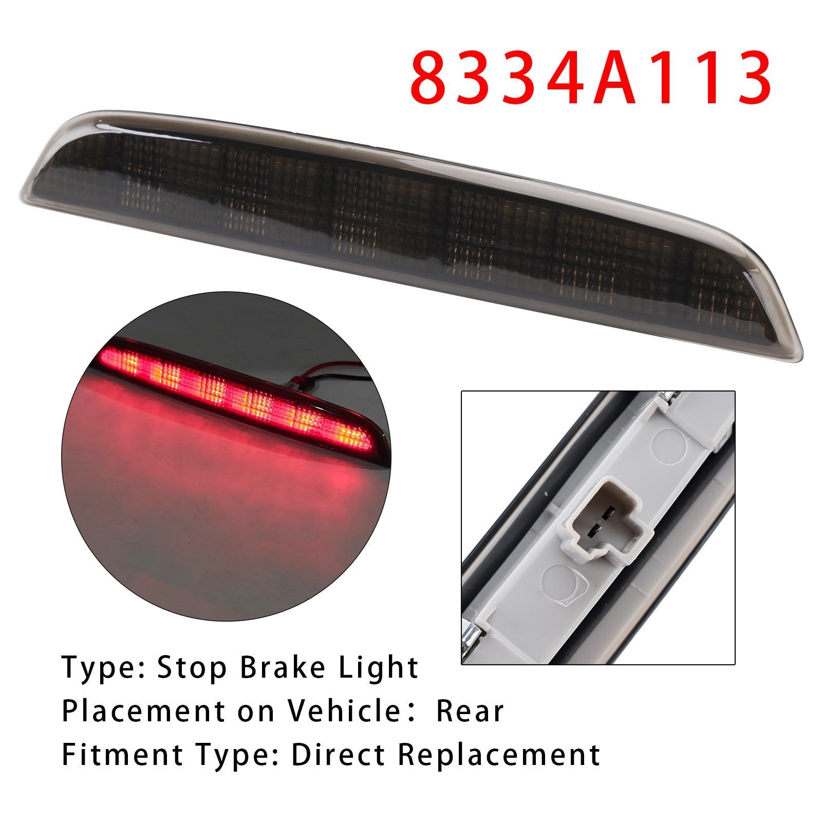 Musta LED High Mount jarruvalo 8334A113 Mitsubishi Outlander 2013-2016