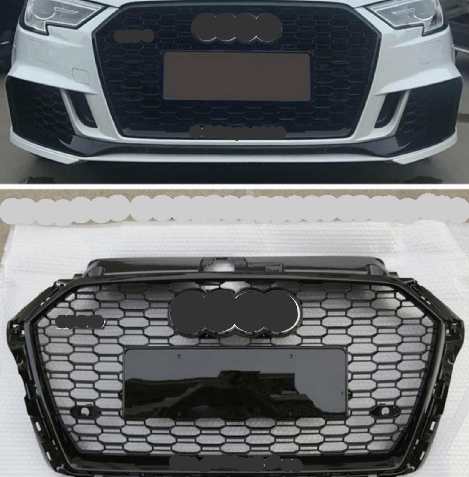 2017 2018 2019 Audi A3 8V RS3 Style etupuskuri hunajakenno säleikkö Musta