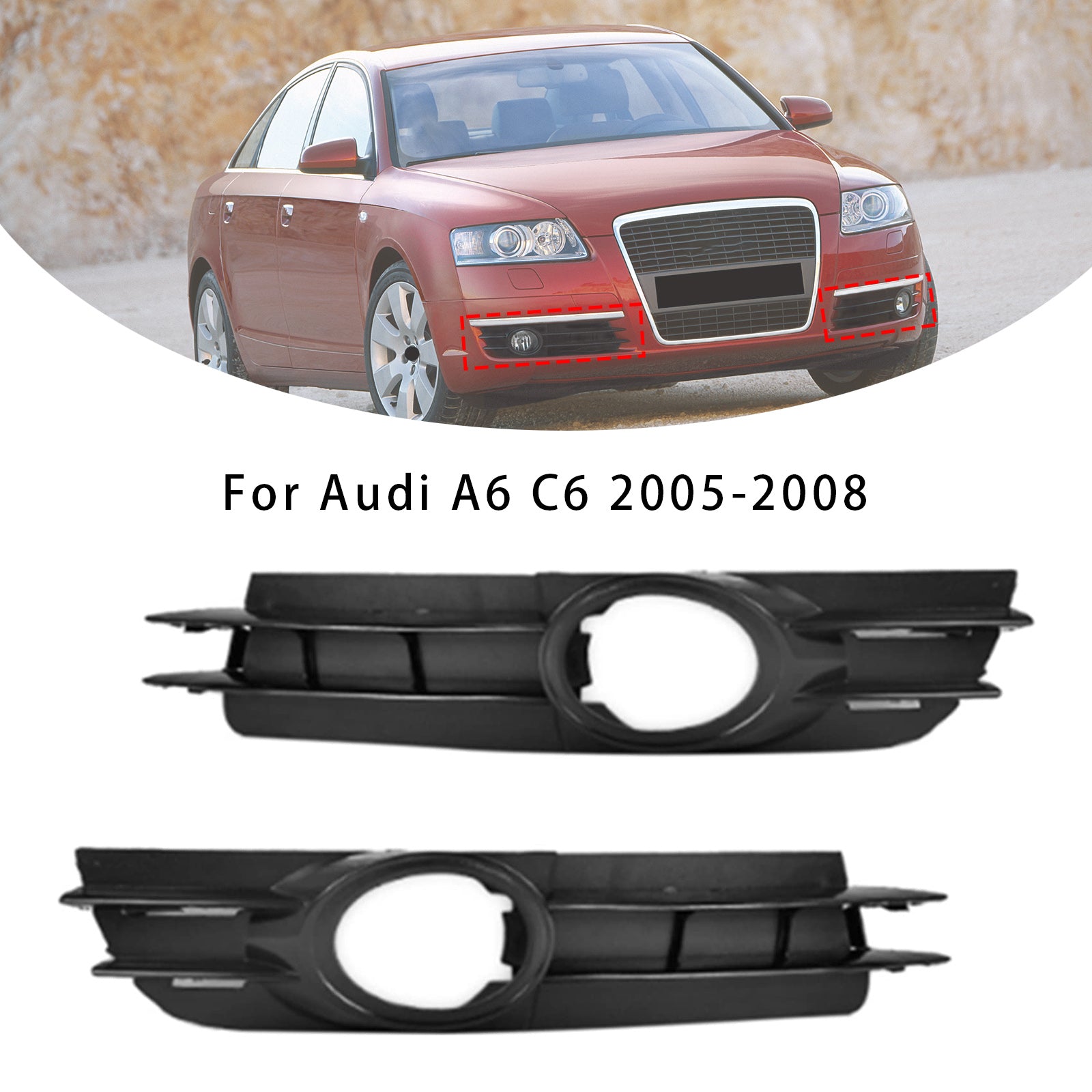 Para osłon świateł przeciwmgielnych do Audi A6 C6 2005-2008 (4F0807681A i 4F0807682A)