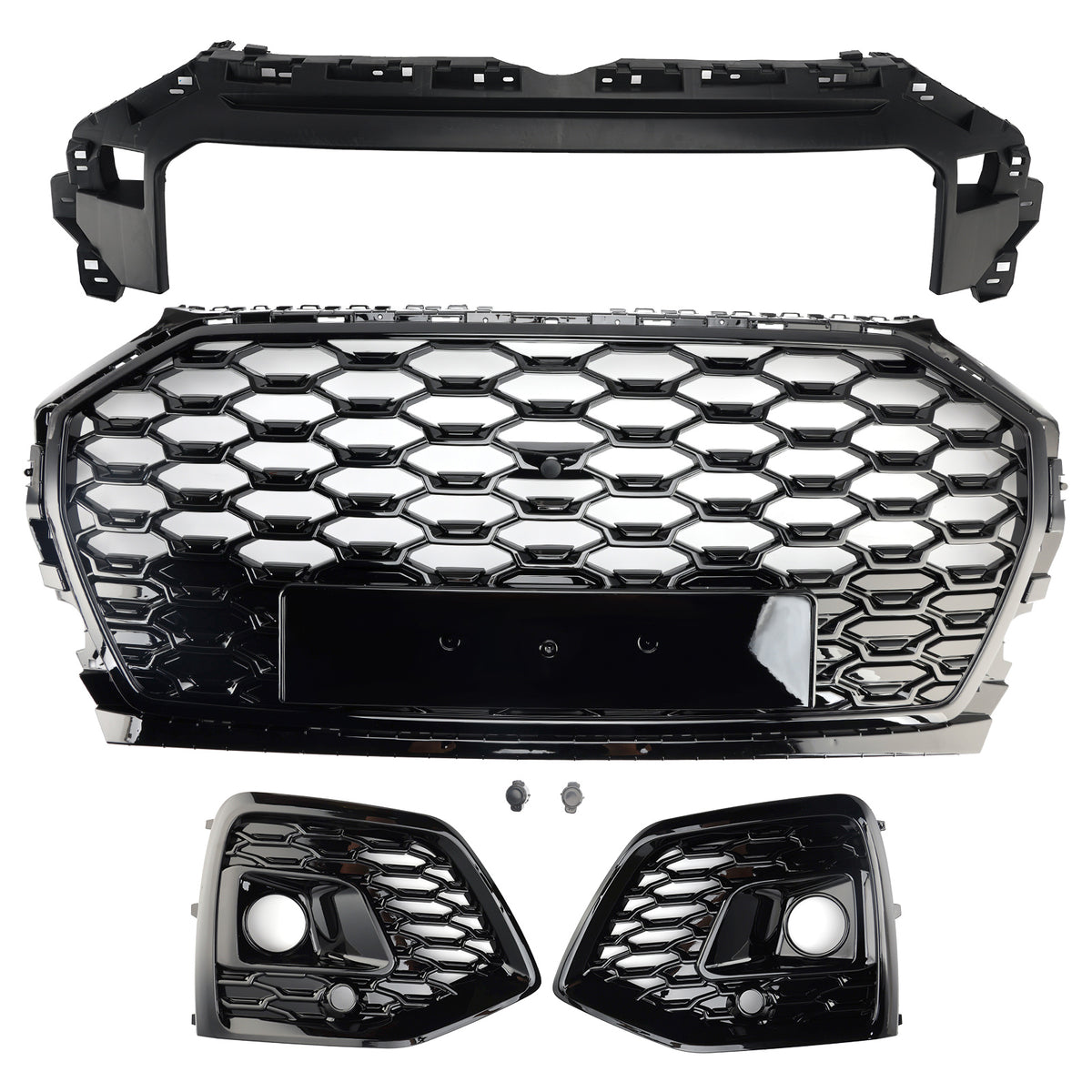 Front Bumper Grille Honeycomb Grill & Fog Light Cover Pour Audi Q5 2021-2025