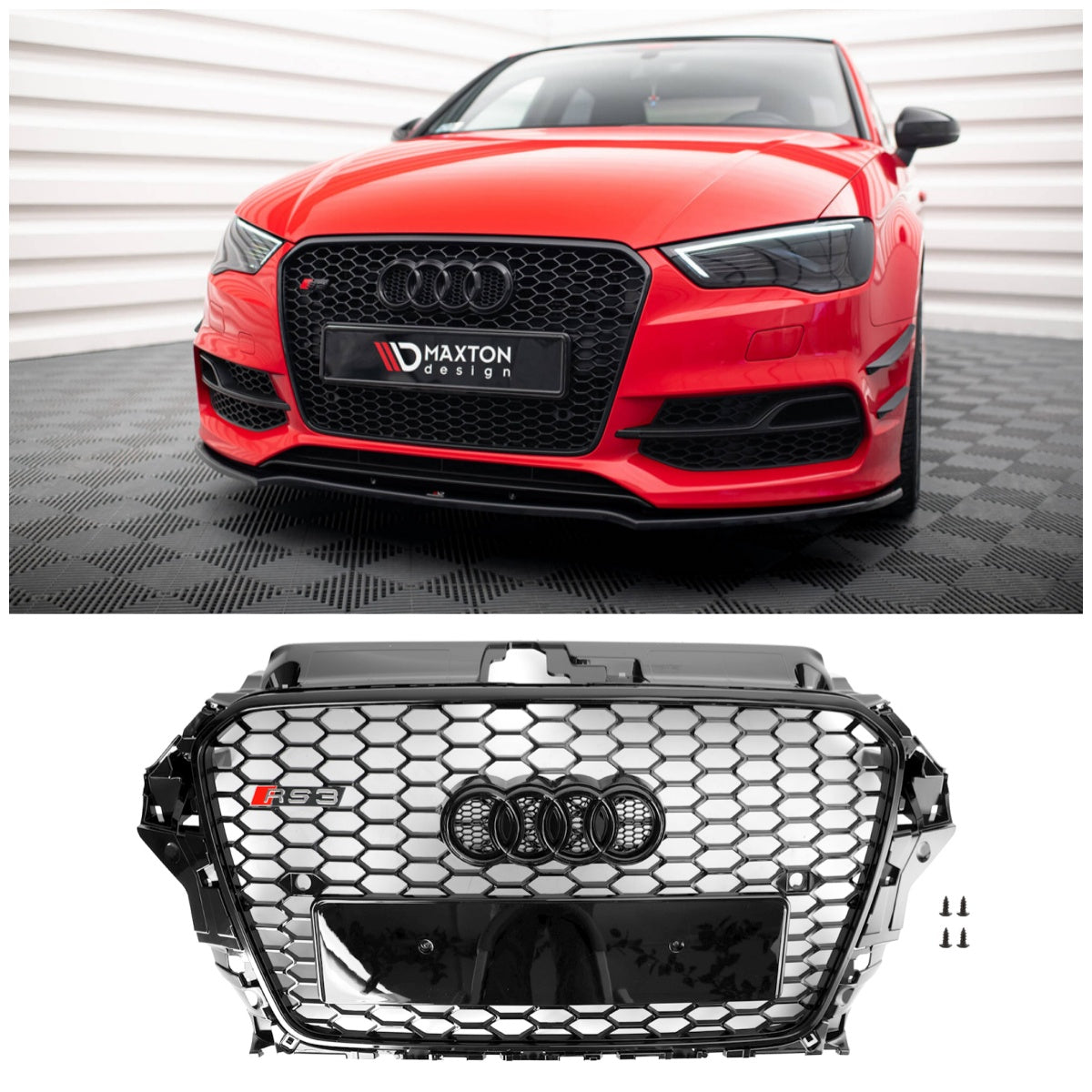 Grille de pare-chocs avant en nid d'abeille de Style RS3 pour Audi A3 S3 2013-2016 noir brillant