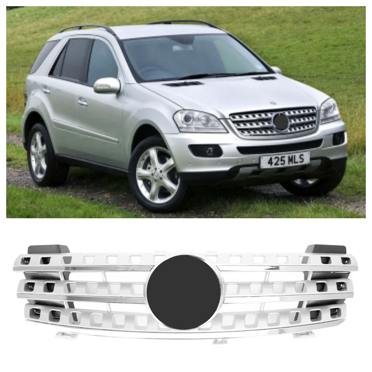 Zwarte chromen grille voor de Mercedes Benz ML-klasse W164 ML320/300/350/500 2005 2006 2007 2008