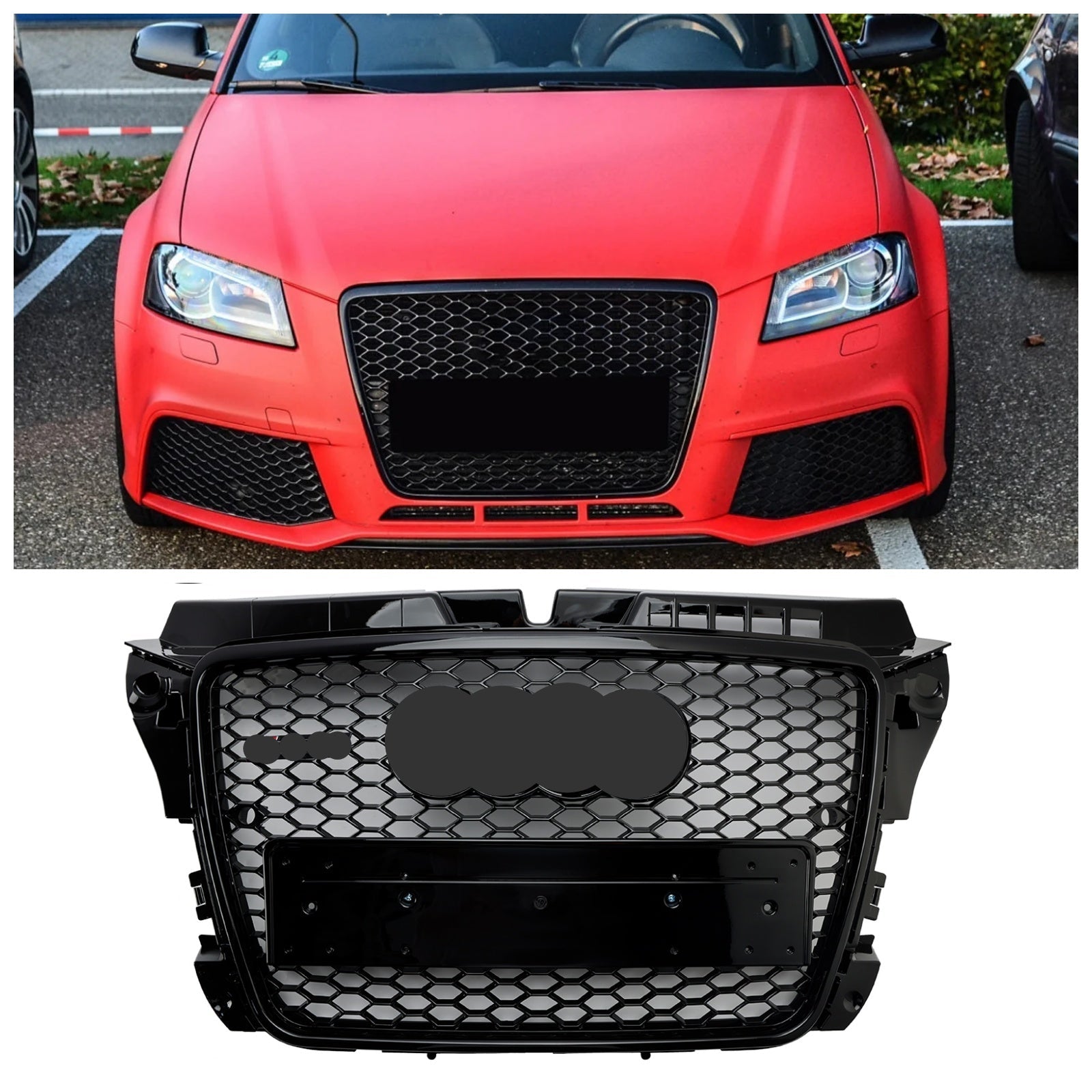 2008-2013 Audi A3 8P RS3 Style Grille de pare-chocs avant en nid d'abeille générique