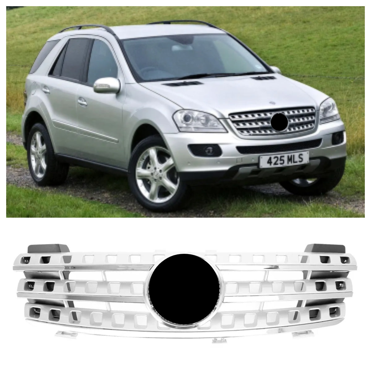 Calandre avant noire chromée pour Mercedes Benz Classe ML W164 ML320/300/350/500 2005-2008