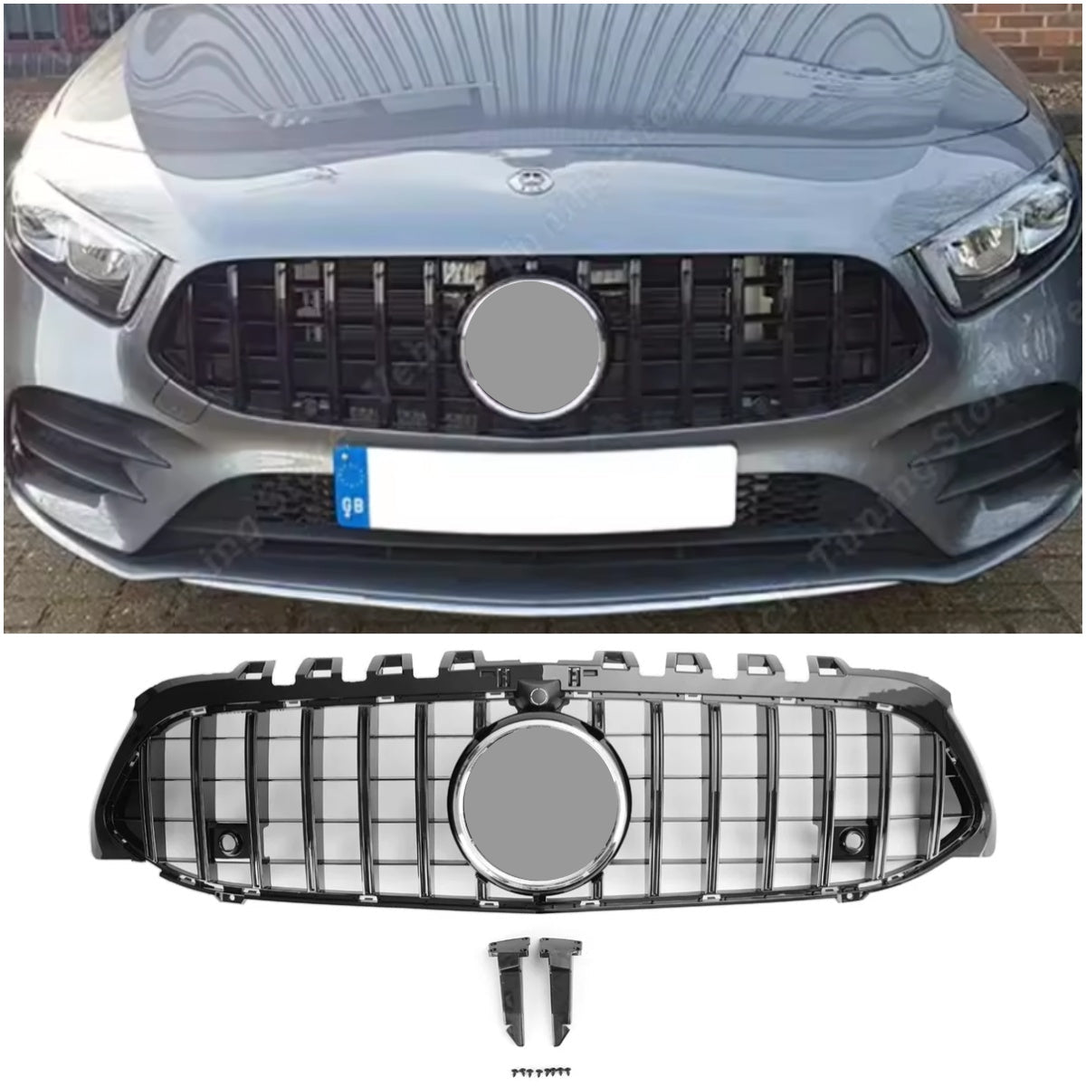 Parrilla del parachoques delantero del Mercedes Benz Clase A W177 Estilo GT 2019-2021 Negro