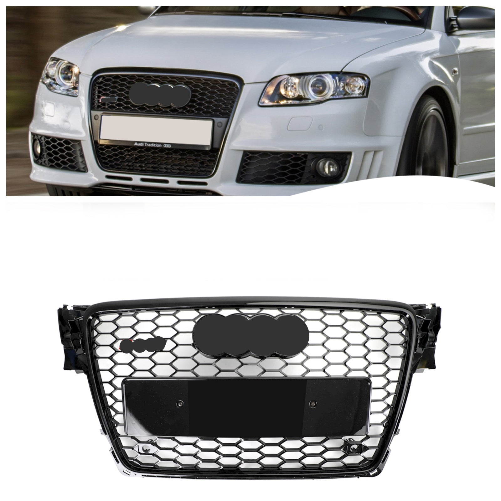 2009 2010 2011 2012 Audi A4/S4 B8 RS4 Style Grille hexagonale en maille sport en nid d'abeille