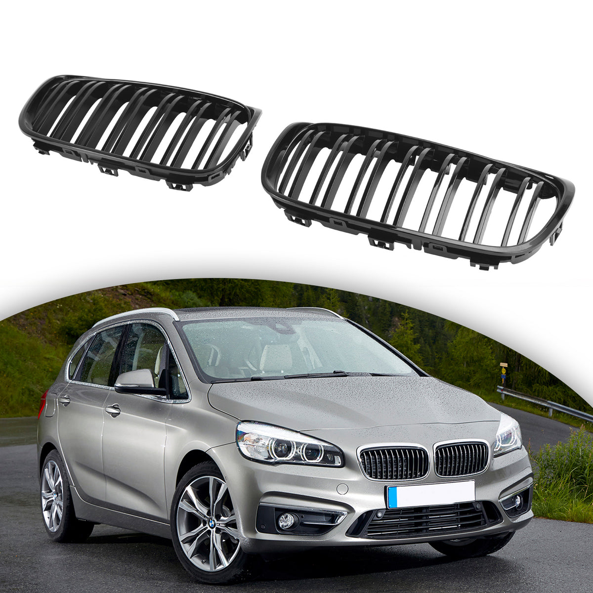 Glanzend zwart frontrooster voor BMW 2-serie Gran Tourer F45 F46 2015-2018