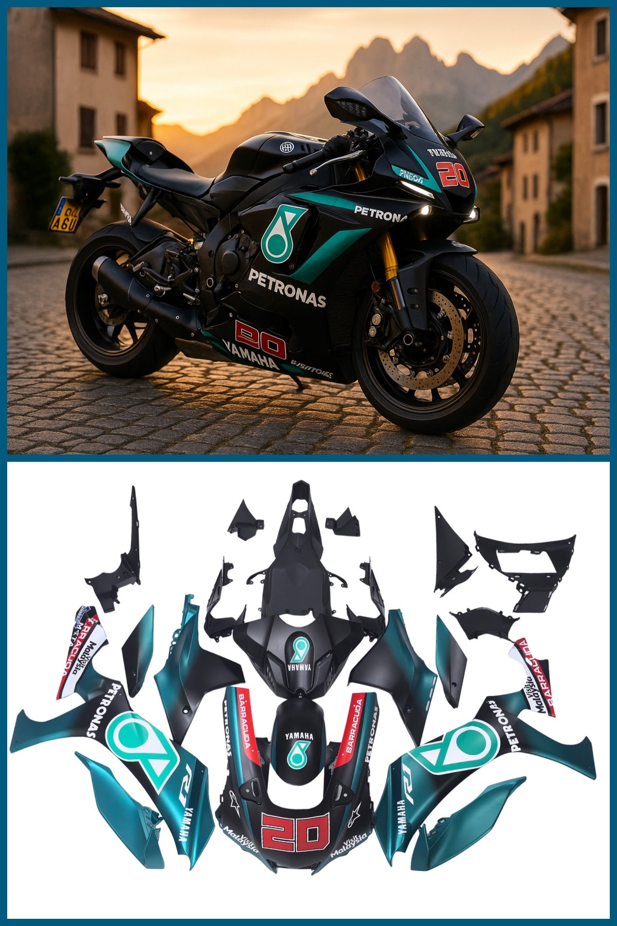 Amotopart Yamaha YZF R1 2020-2023 Kit Carénage Carrosserie Plastique ABS